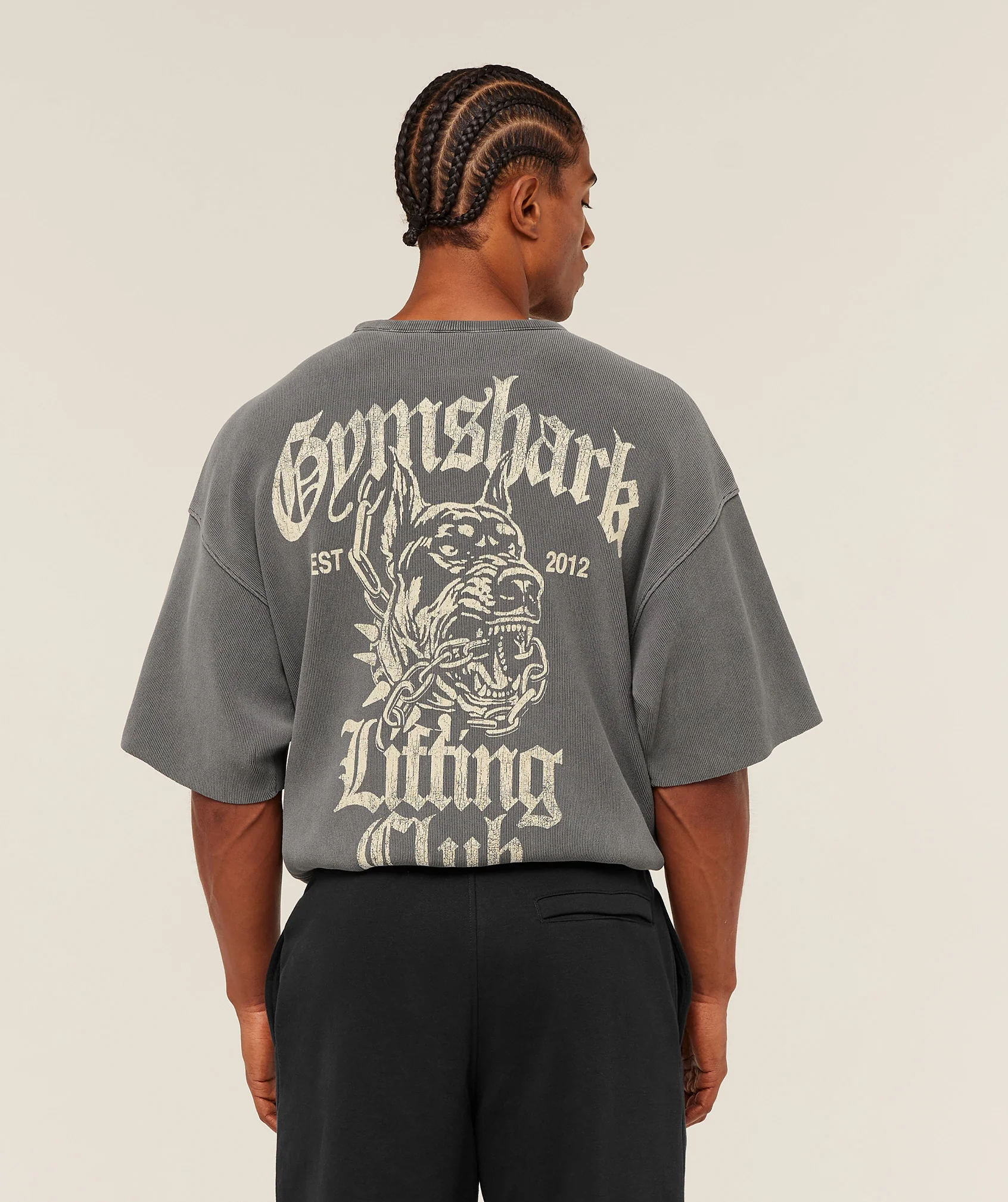 Gymshark Heavyweight Textured Graphic T-Shirt - Dark Grey - Image 5