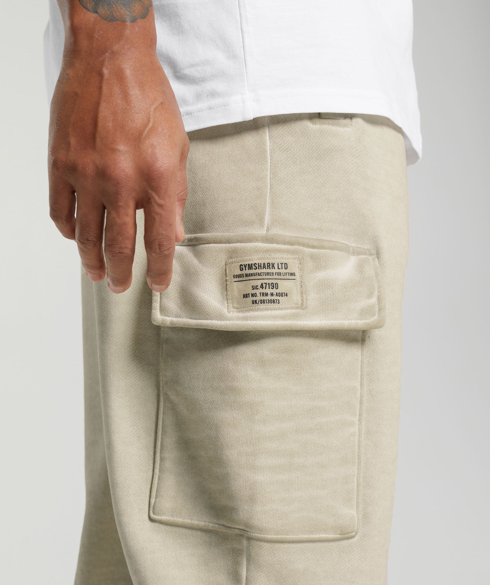 Gymshark Heavyweight Washed Cargo Joggers - Pebble Grey - Image 5