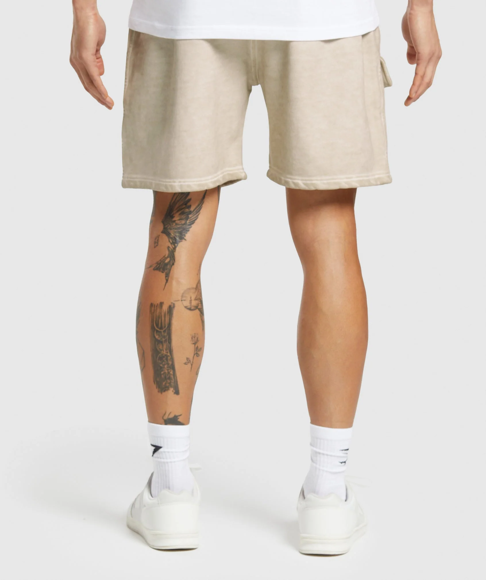 Gymshark Heavyweight Washed Cargo Shorts - Pebble Grey - Image 2