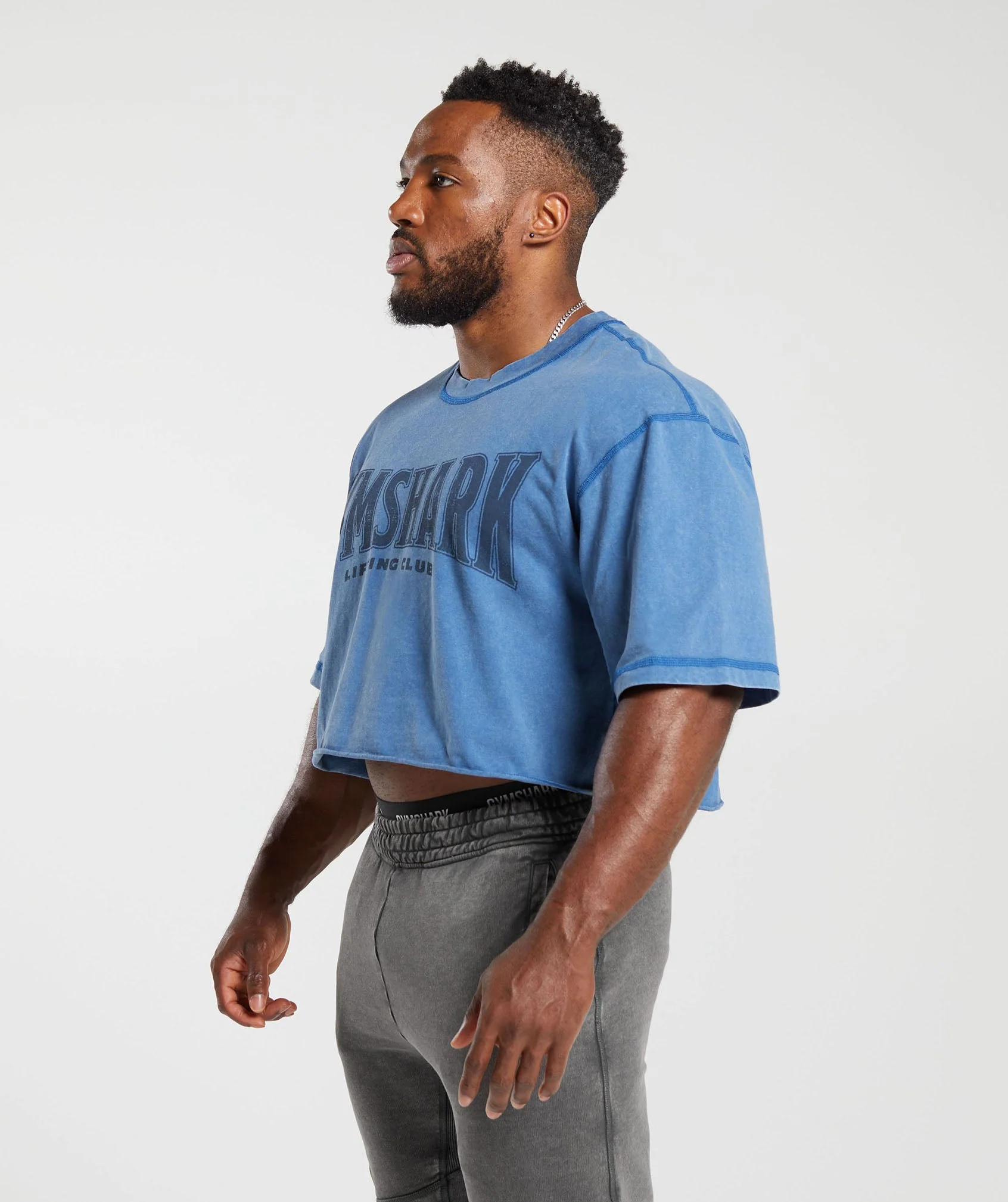 Gymshark Heritage Washed Crop T-Shirt - Vintage Blue - Image 3