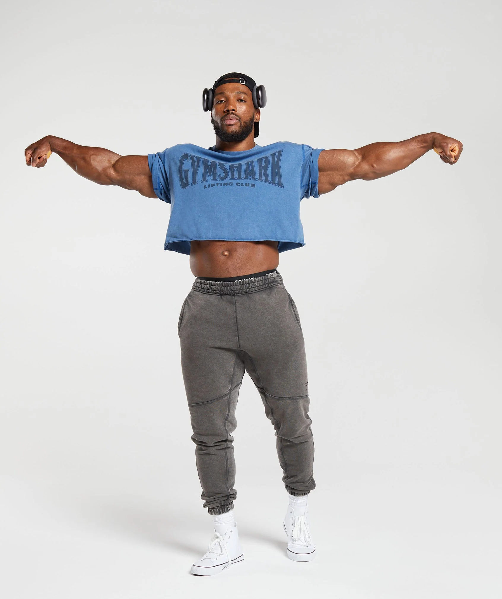 Gymshark Heritage Washed Crop T-Shirt - Vintage Blue - Image 4