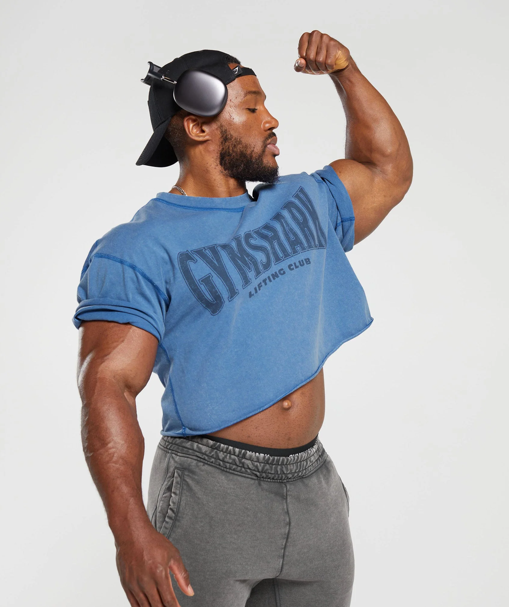Gymshark Heritage Washed Crop T-Shirt - Vintage Blue - Image 5