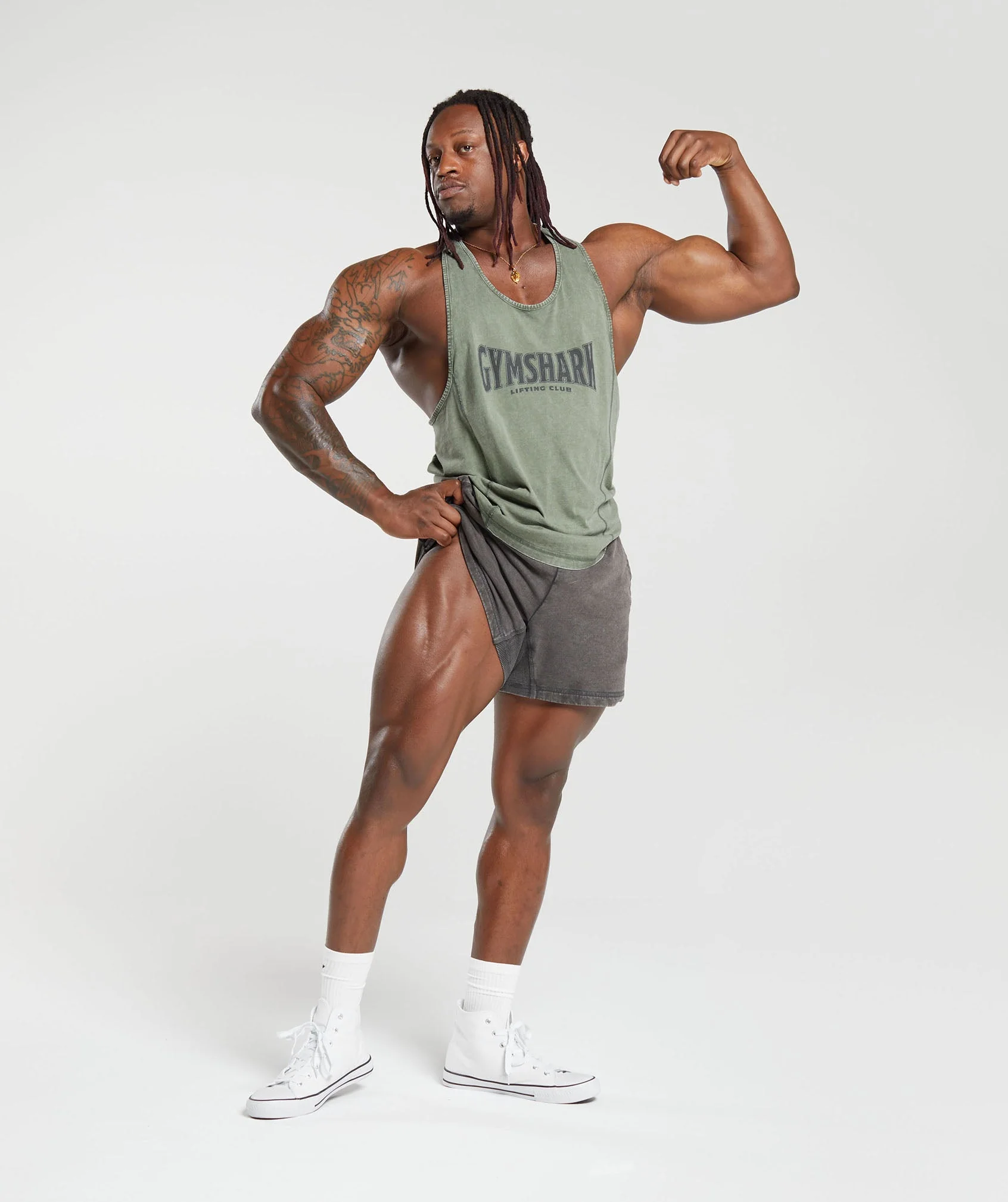 Gymshark Heritage Washed Stringer - Dusk Green - Image 4