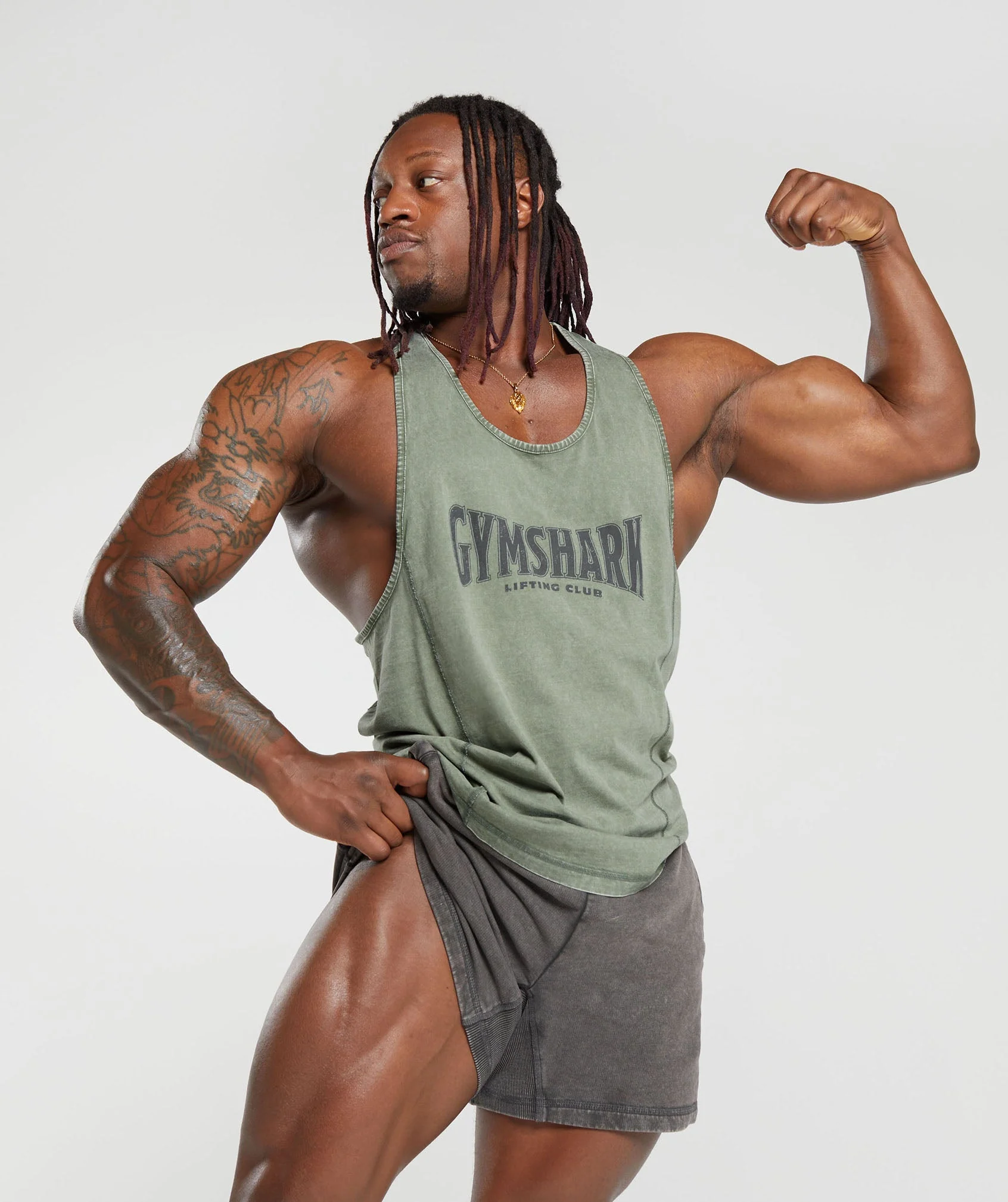 Gymshark Heritage Washed Stringer - Dusk Green - Image 7