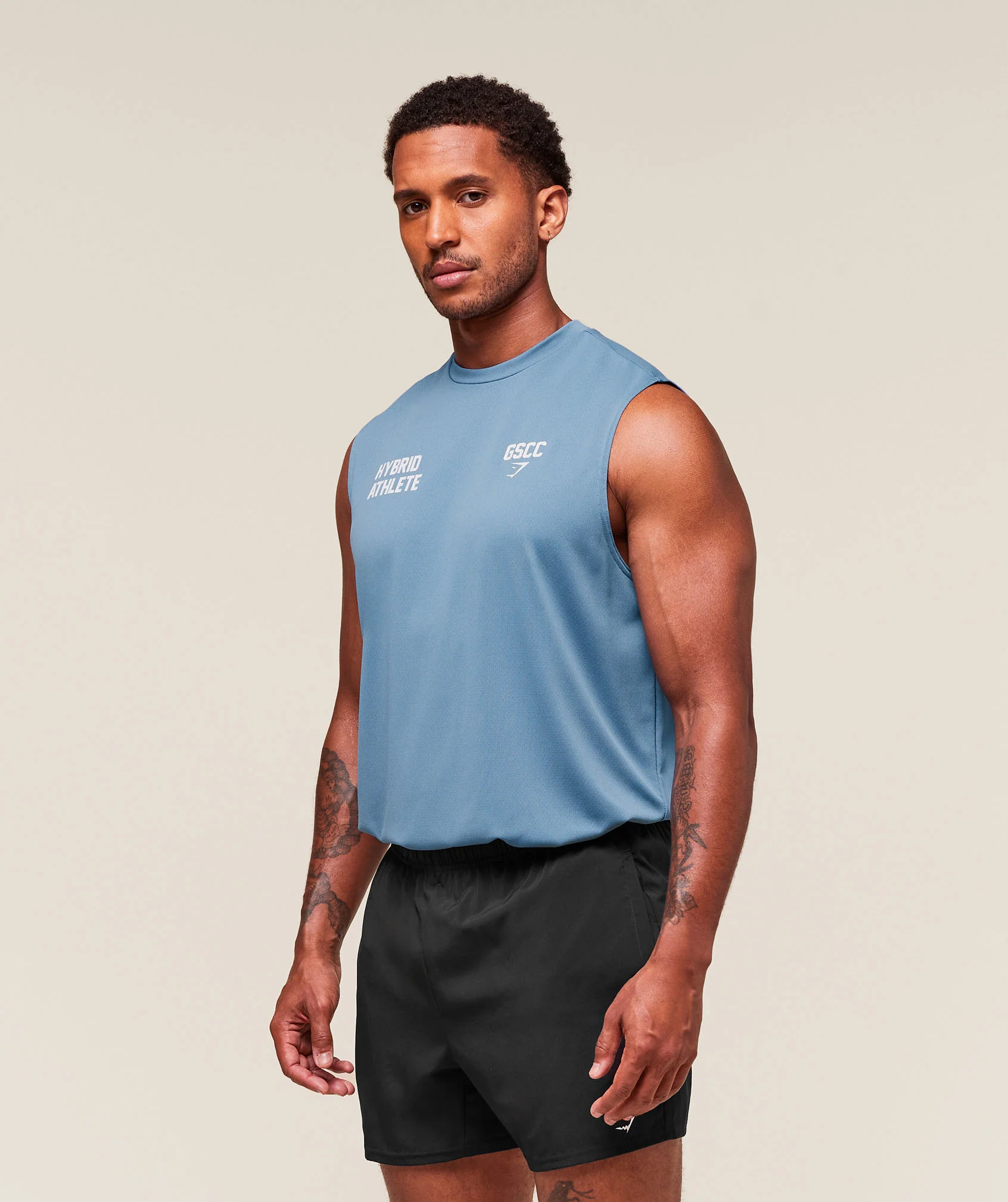 Gymshark Hybrid Athlete Cut Off Tank - Classic Blue - Image 3