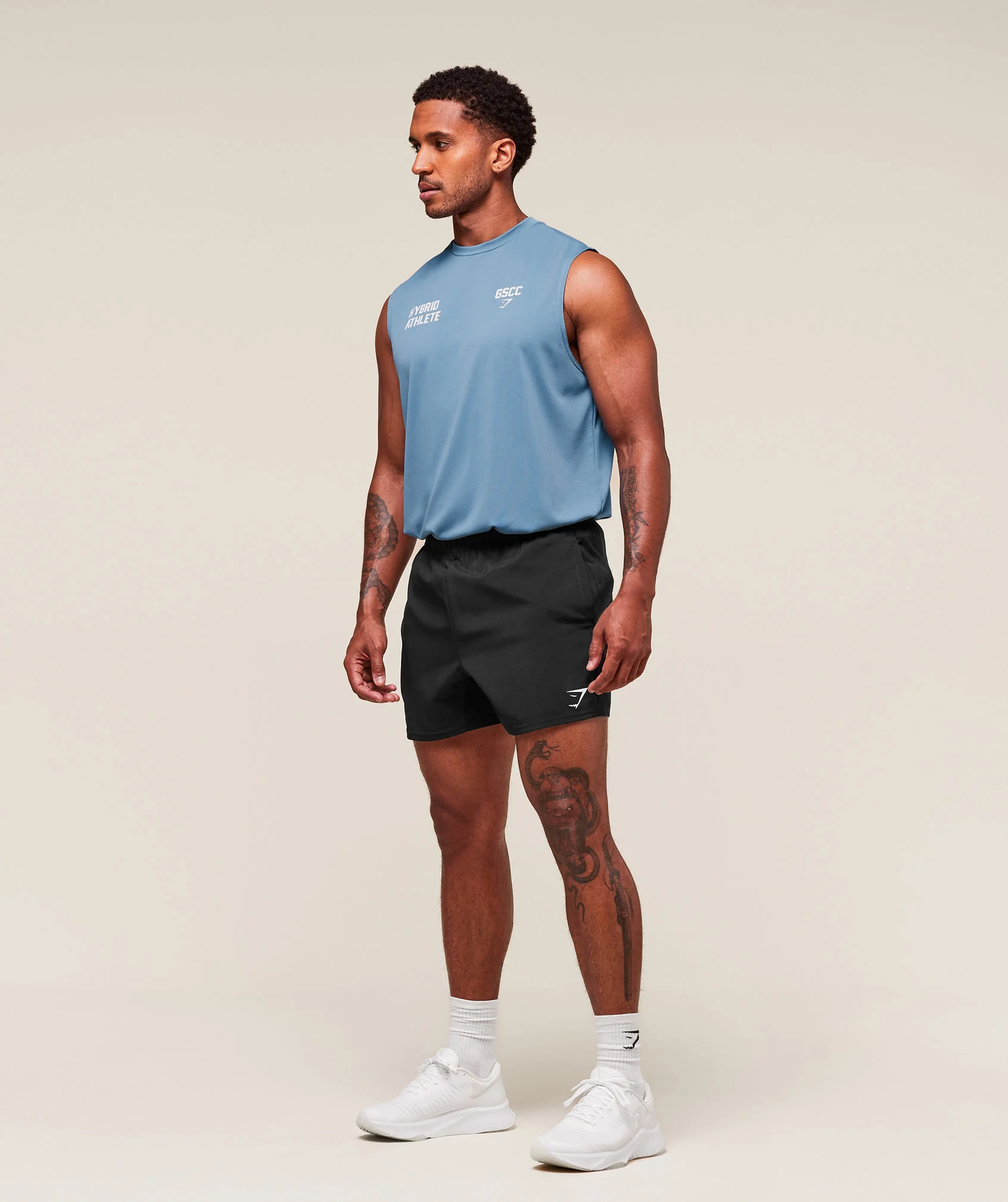 Gymshark Hybrid Athlete Cut Off Tank - Classic Blue - Image 4