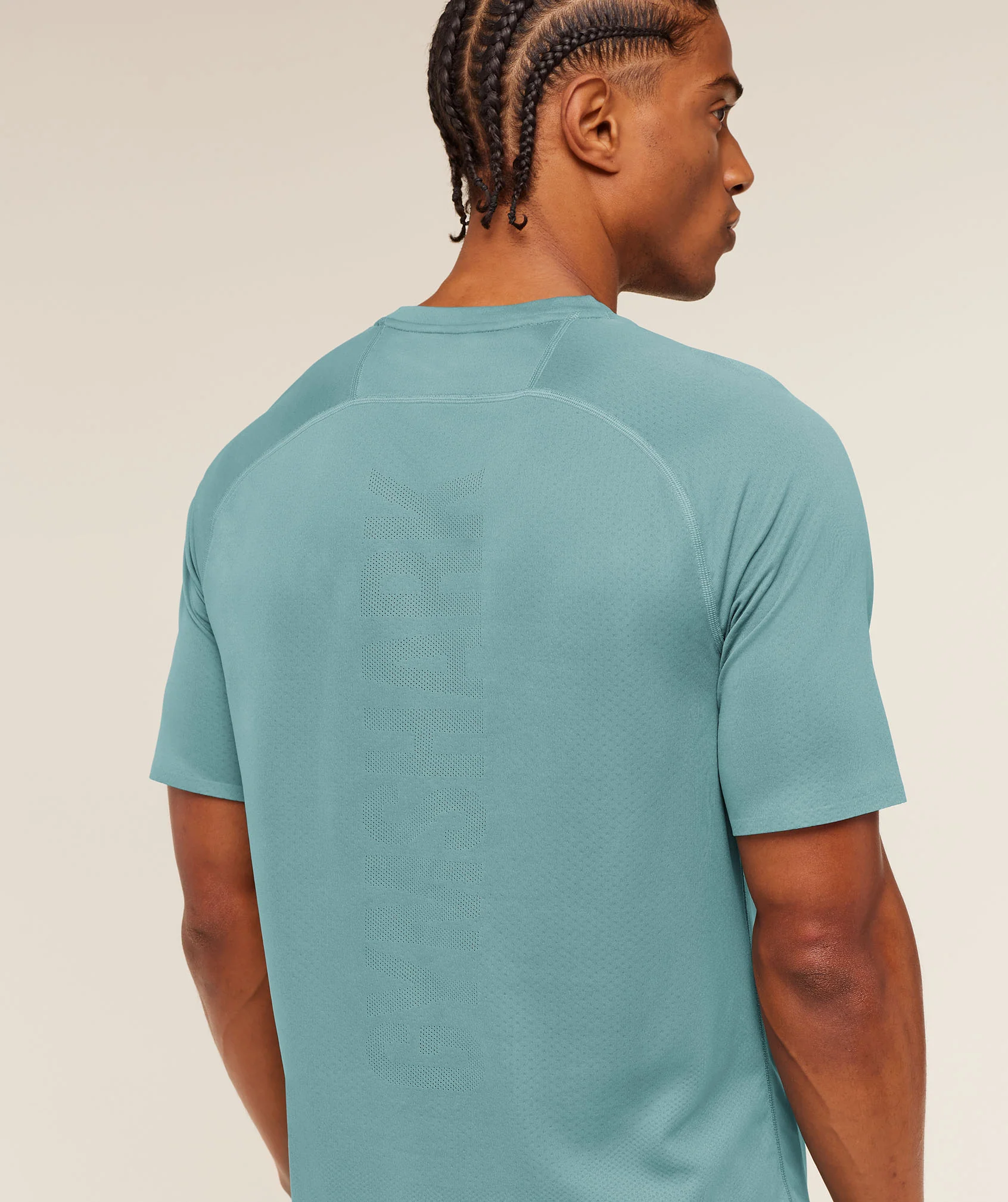 Gymshark Hybrid Engineered Jacquard T-Shirt - Storm Blue - Image 6