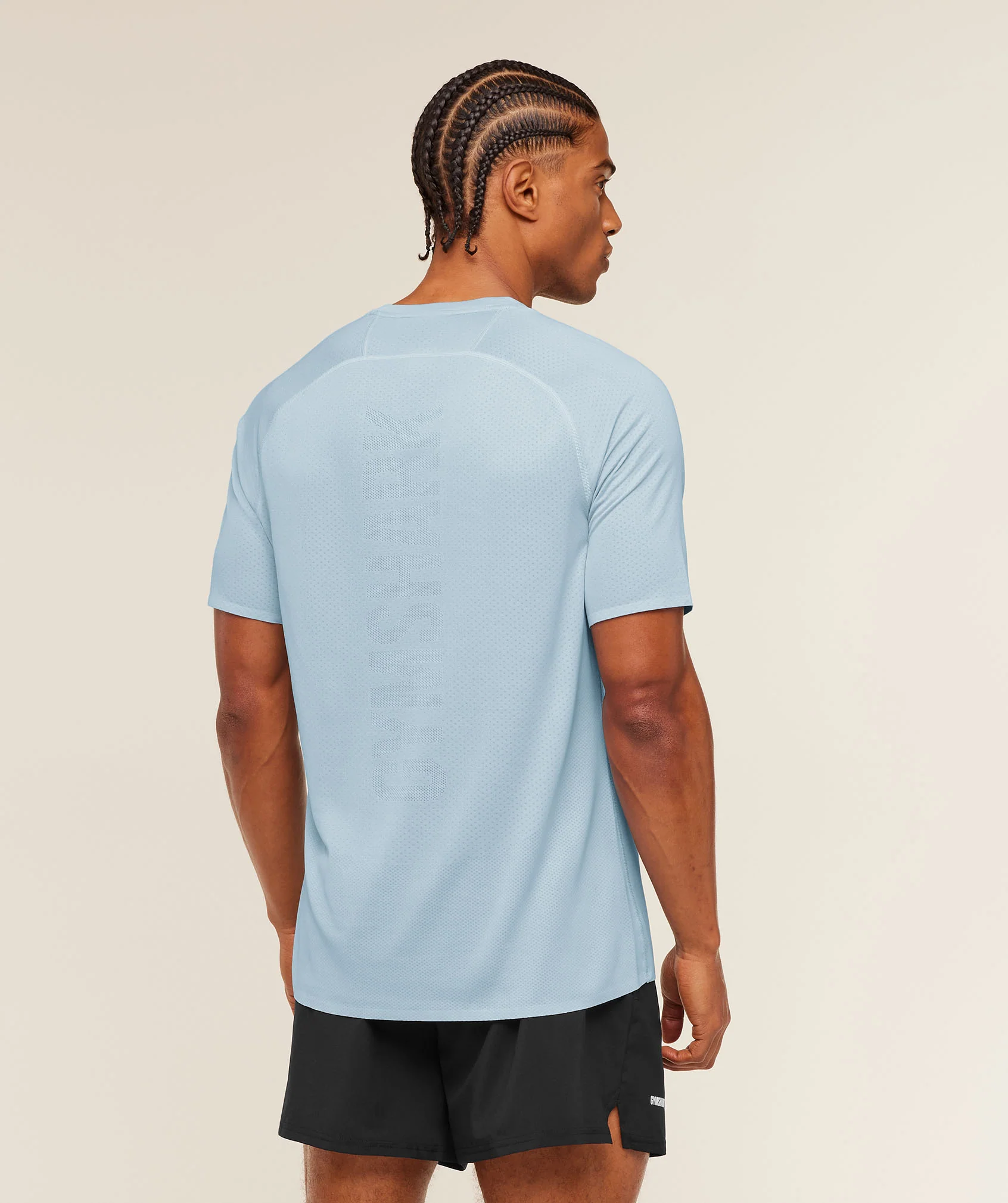 Gymshark Hybrid Engineered Jacquard T-Shirt - Chilled Blue - Image 3
