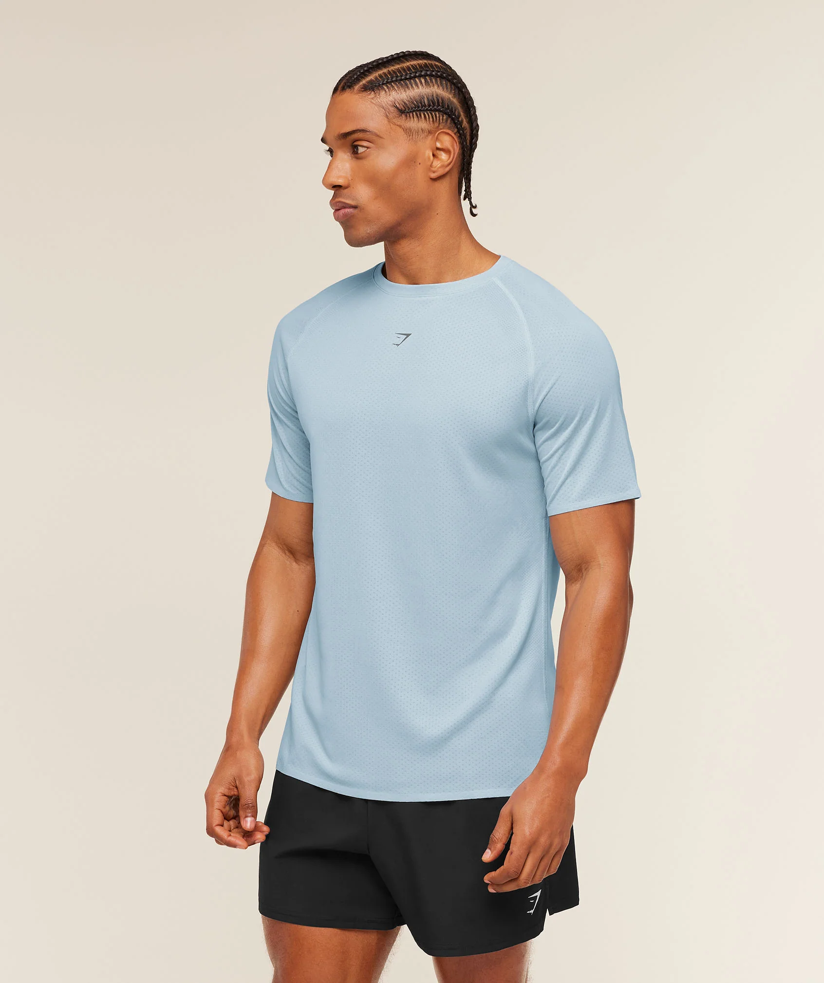 Gymshark Hybrid Engineered Jacquard T-Shirt - Chilled Blue - Image 4