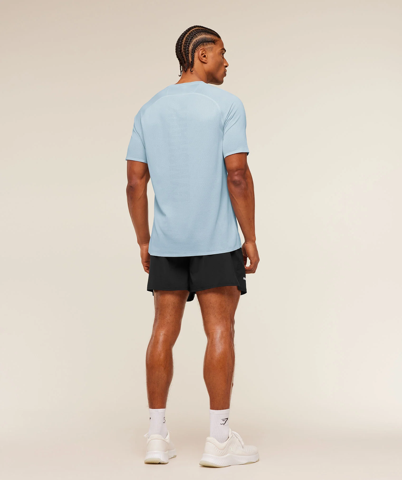 Gymshark Hybrid Engineered Jacquard T-Shirt - Chilled Blue - Image 5