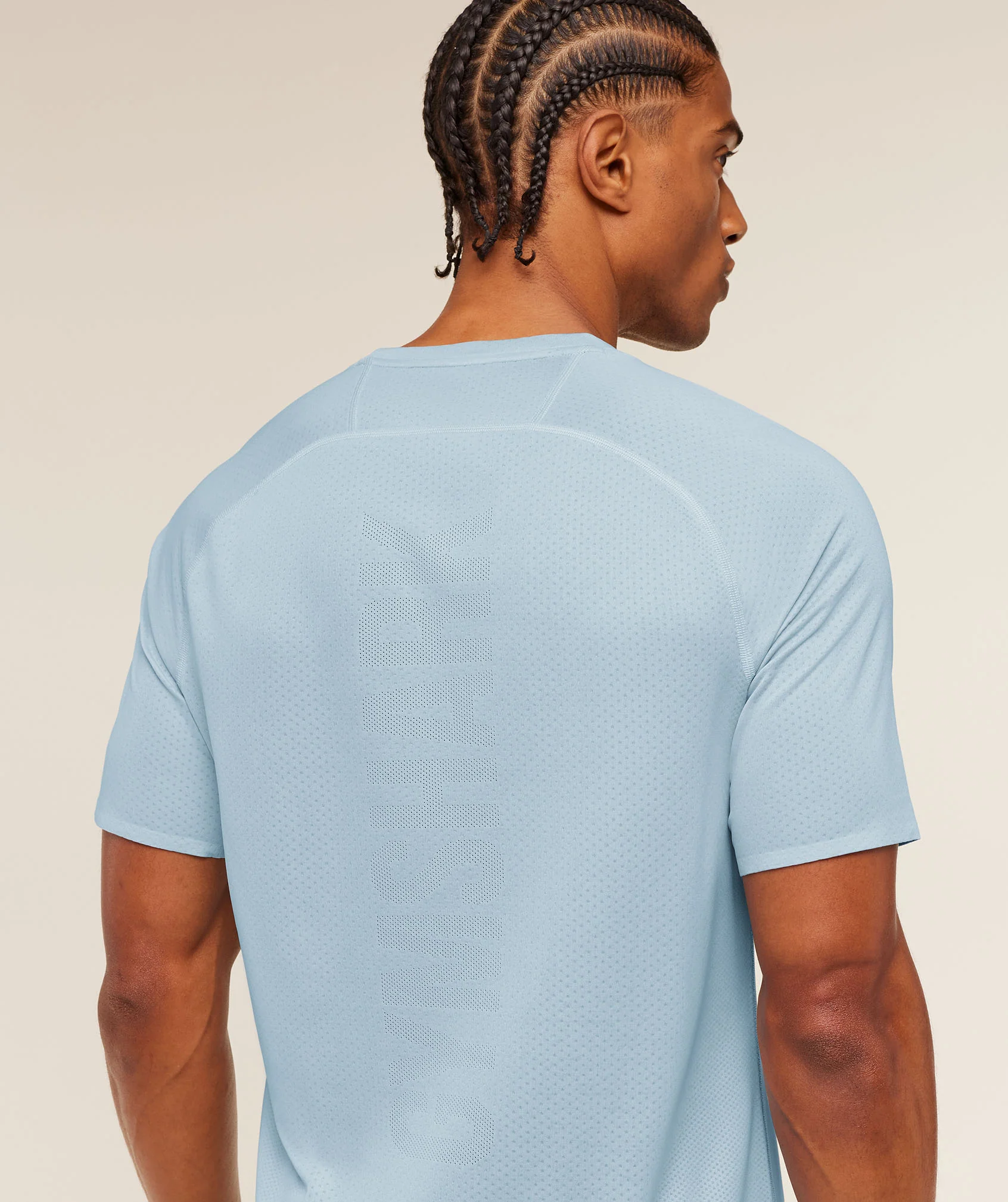 Gymshark Hybrid Engineered Jacquard T-Shirt - Chilled Blue - Image 6