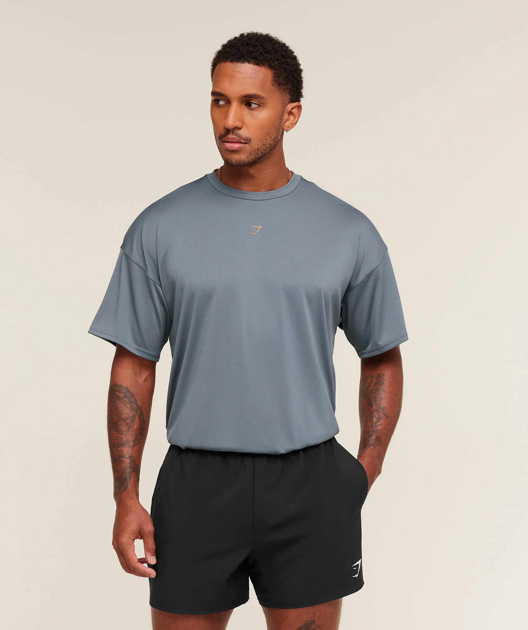 Gymshark Hybrid Graphic T-Shirt - Iron Blue - Image 2