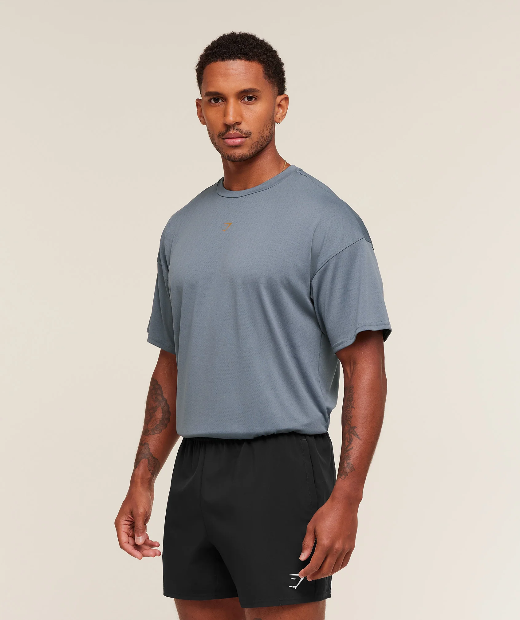 Gymshark Hybrid Graphic T-Shirt - Iron Blue - Image 3