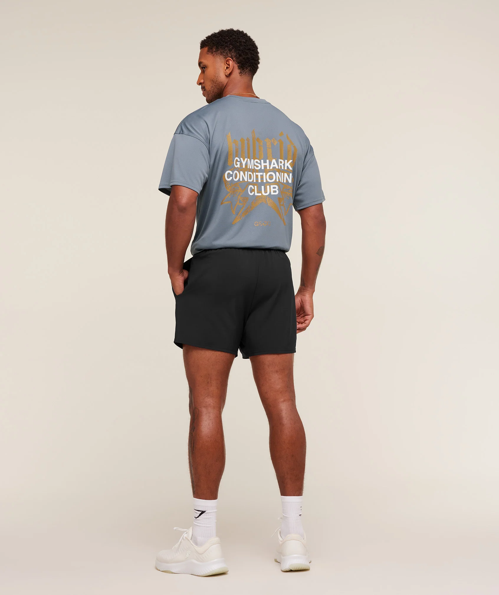 Gymshark Hybrid Graphic T-Shirt - Iron Blue - Image 4