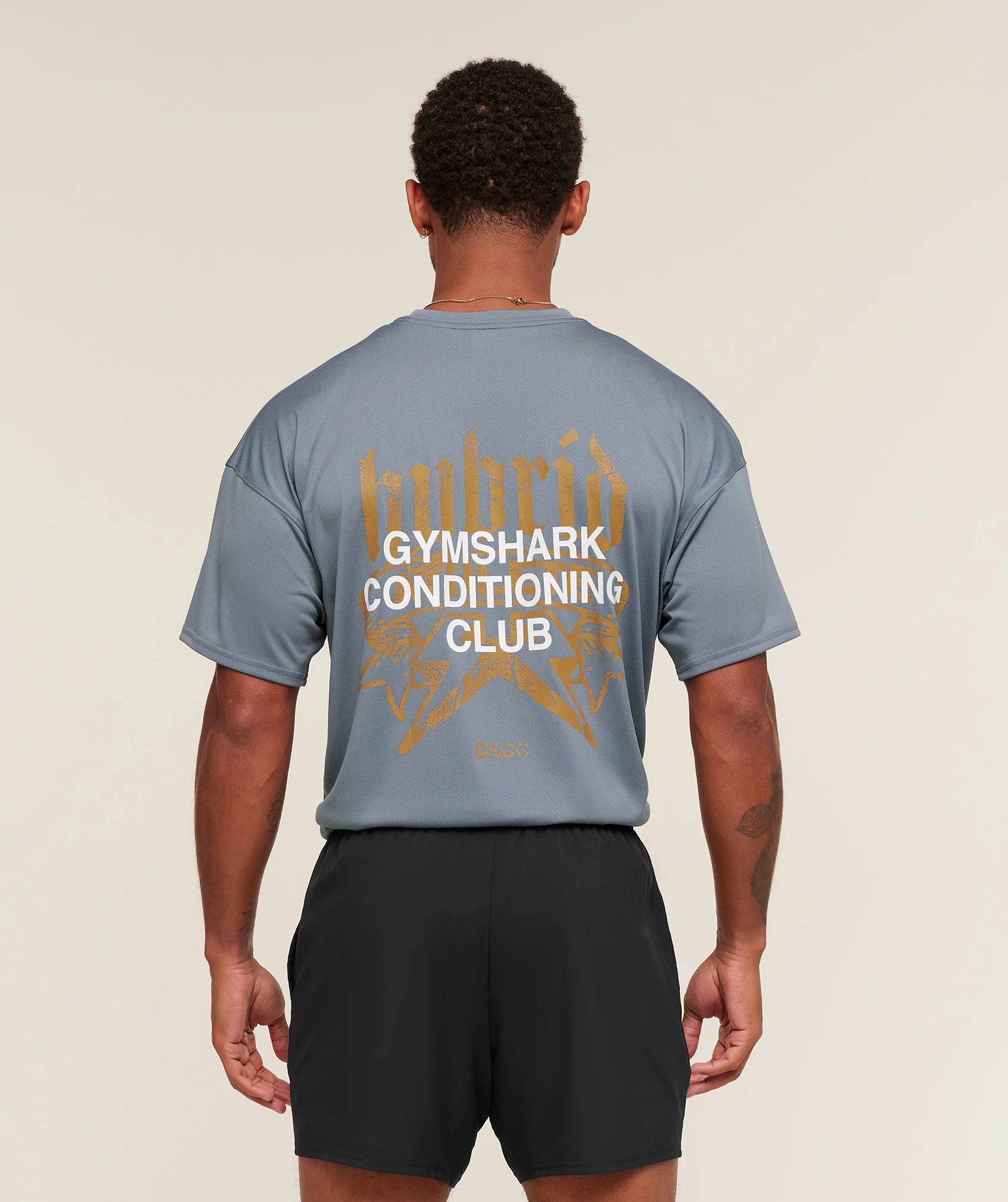 Gymshark Hybrid Graphic T-Shirt - Iron Blue - Image 5