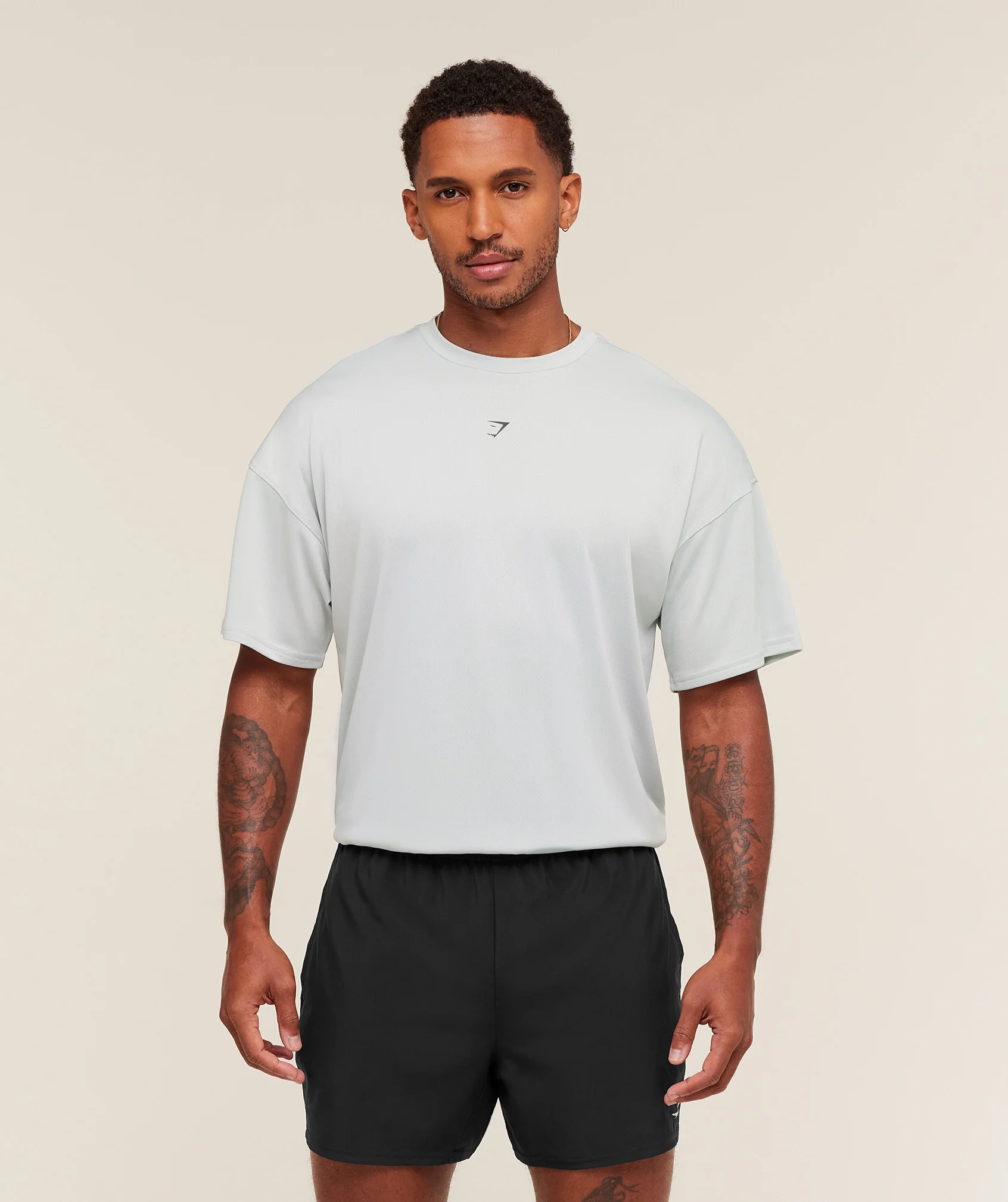 Gymshark Hybrid Graphic T-Shirt - Light Grey - Image 2