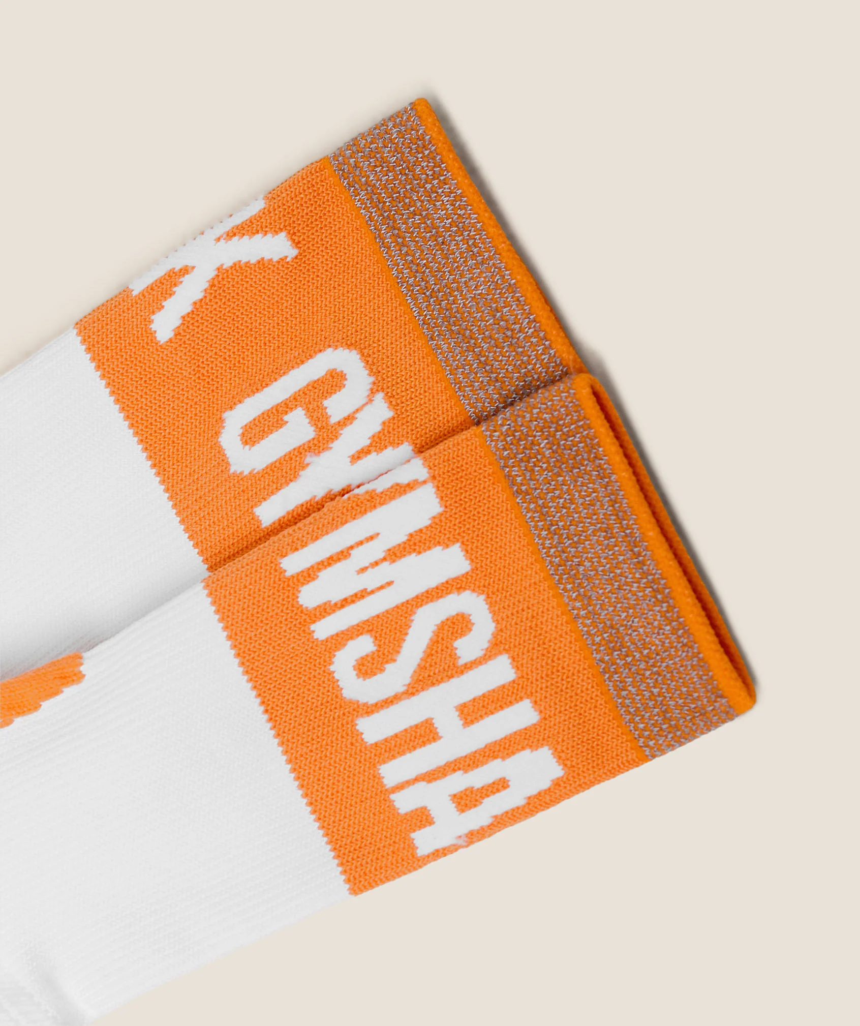 Gymshark Hybrid Training Grip Socks Single - White/Dayglow Peach - Image 3