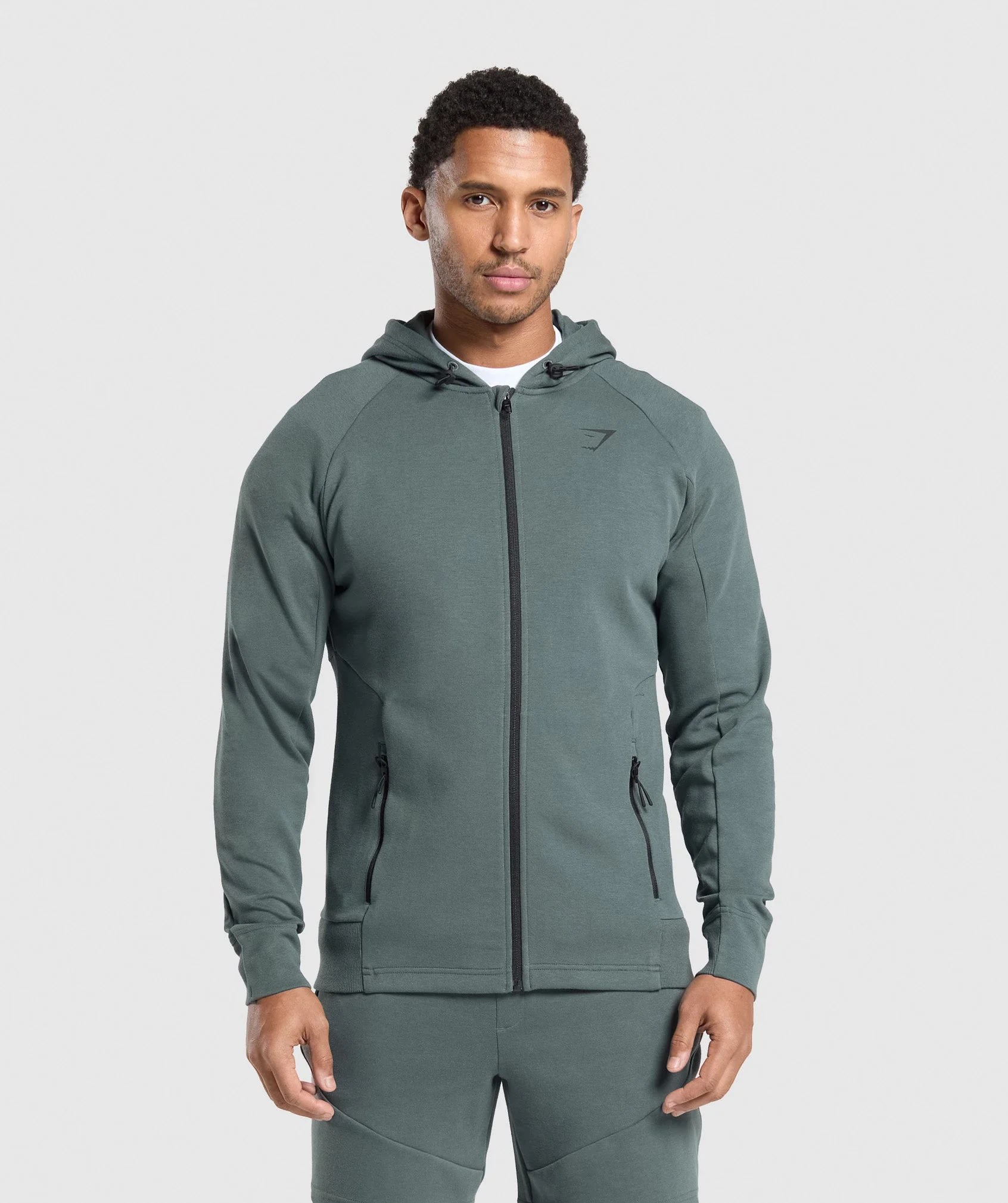 Gymshark Interlock Tech Zip Up Hoodie - Slate Teal