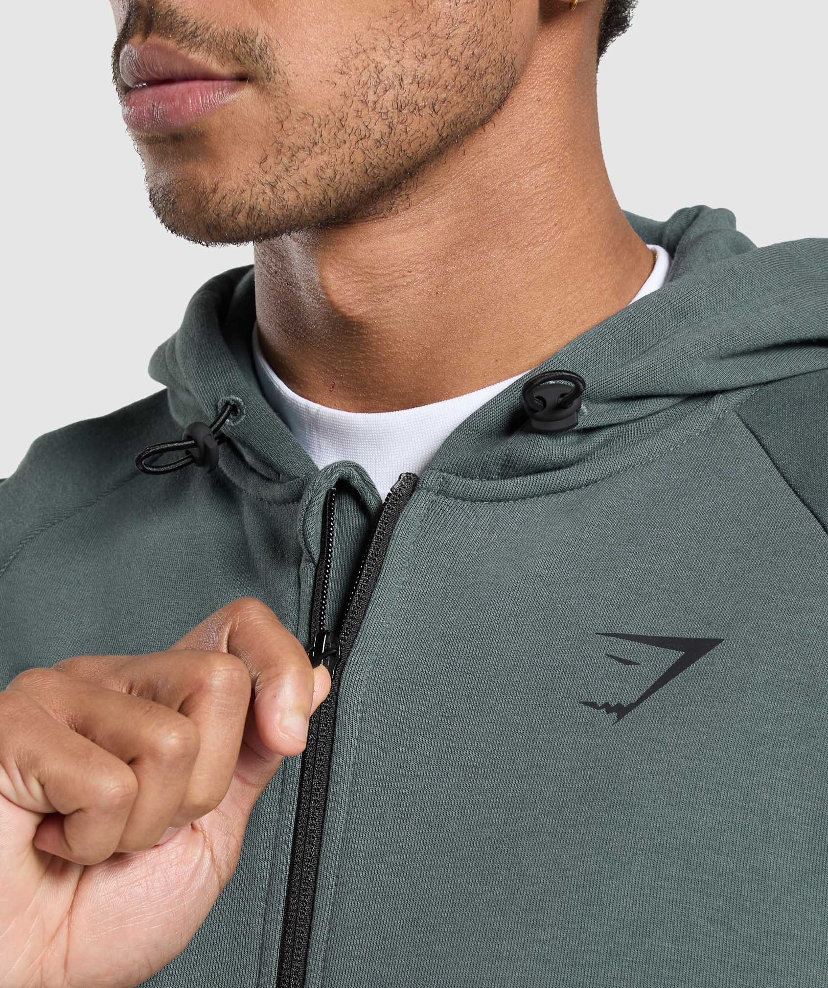 Gymshark Interlock Tech Zip Up Hoodie - Slate Teal - Image 5