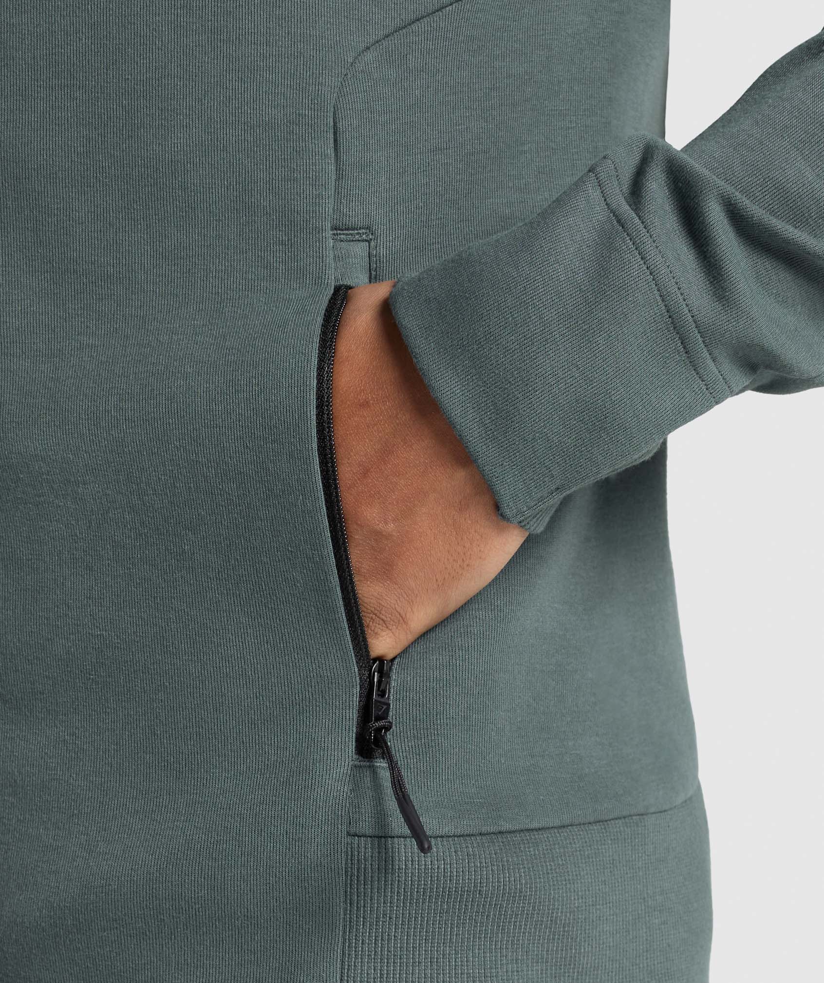 Gymshark Interlock Tech Zip Up Hoodie - Slate Teal - Image 6