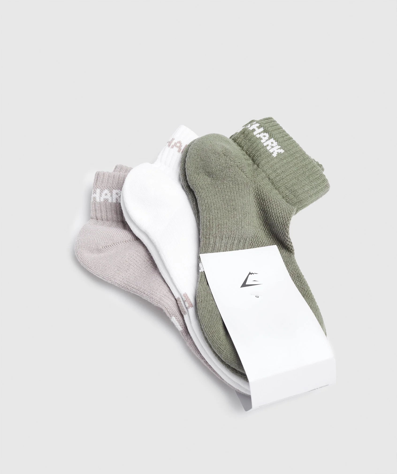 Gymshark Jacquard Quarter Socks 3pk - Olive/White/Modern Blush Pink - Image 3