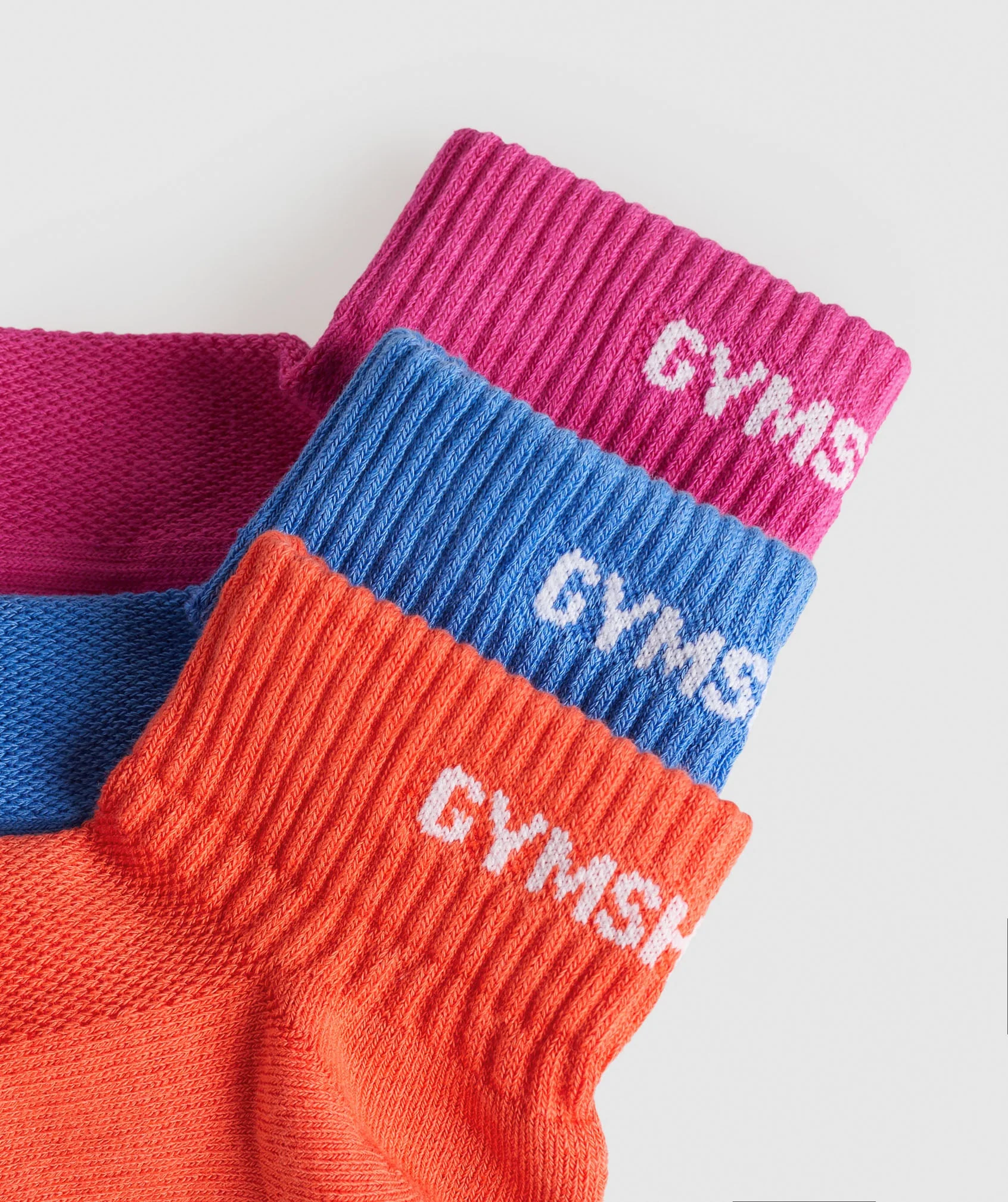 Gymshark Jacquard Quarter Socks 3pk - Wannabe Orange/Lats Blue/Valley Pink - Image 2