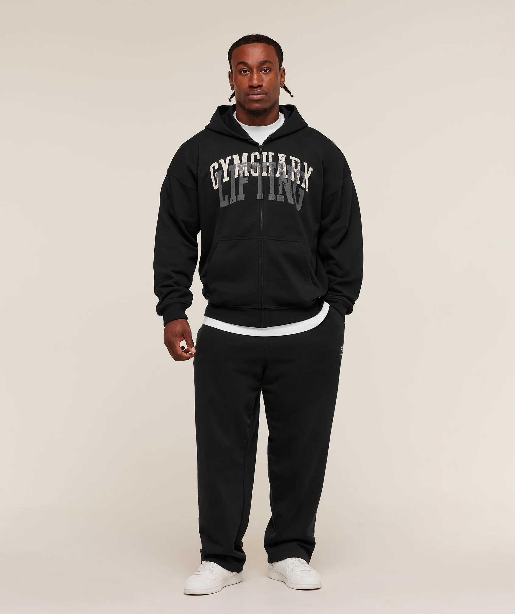 Gymshark Layered Graphic Zip Up Hoodie - Black - Image 4