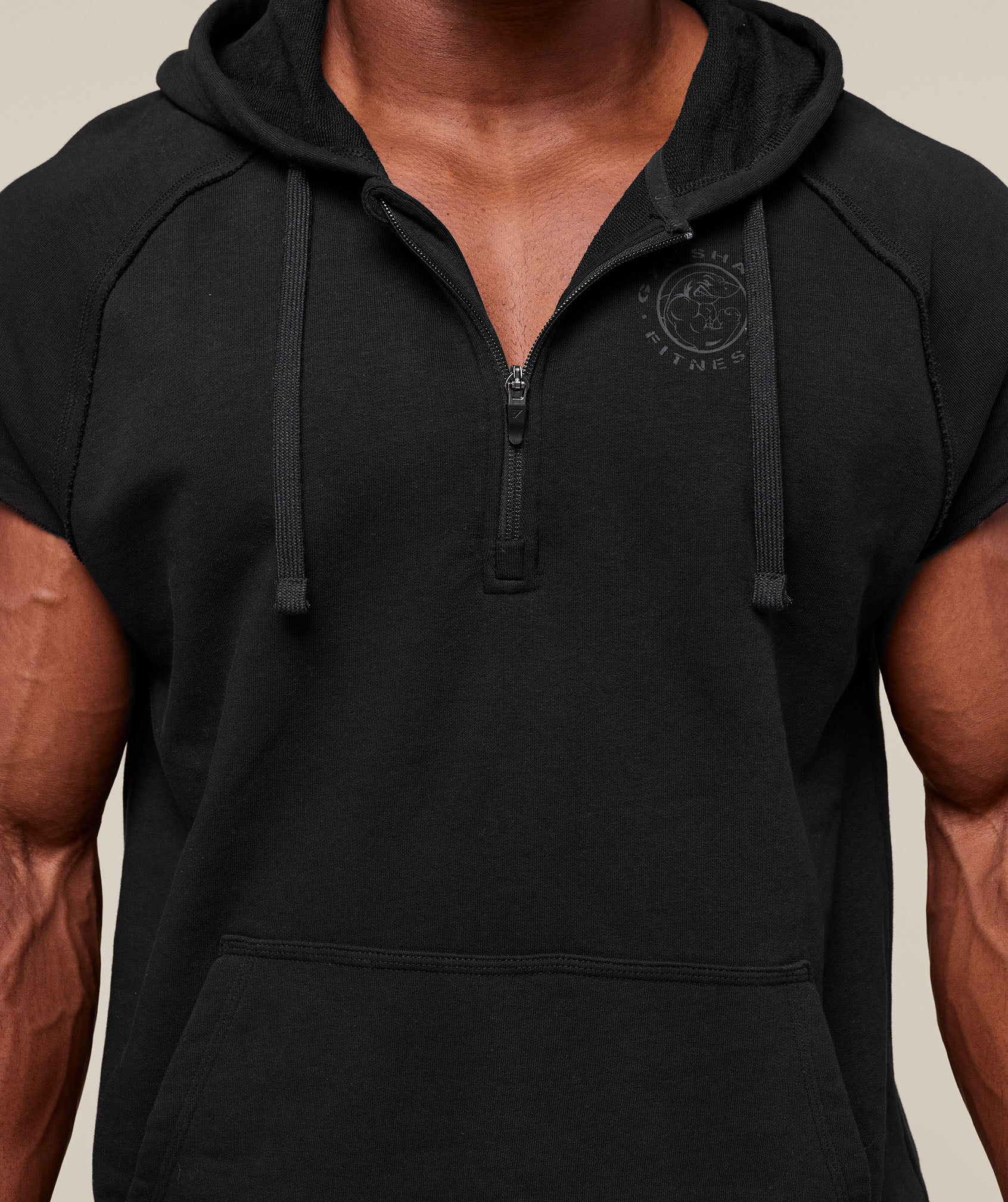 Gymshark Legacy 1/4 Zip Cap Sleeve Hoodie - Black - Image 5