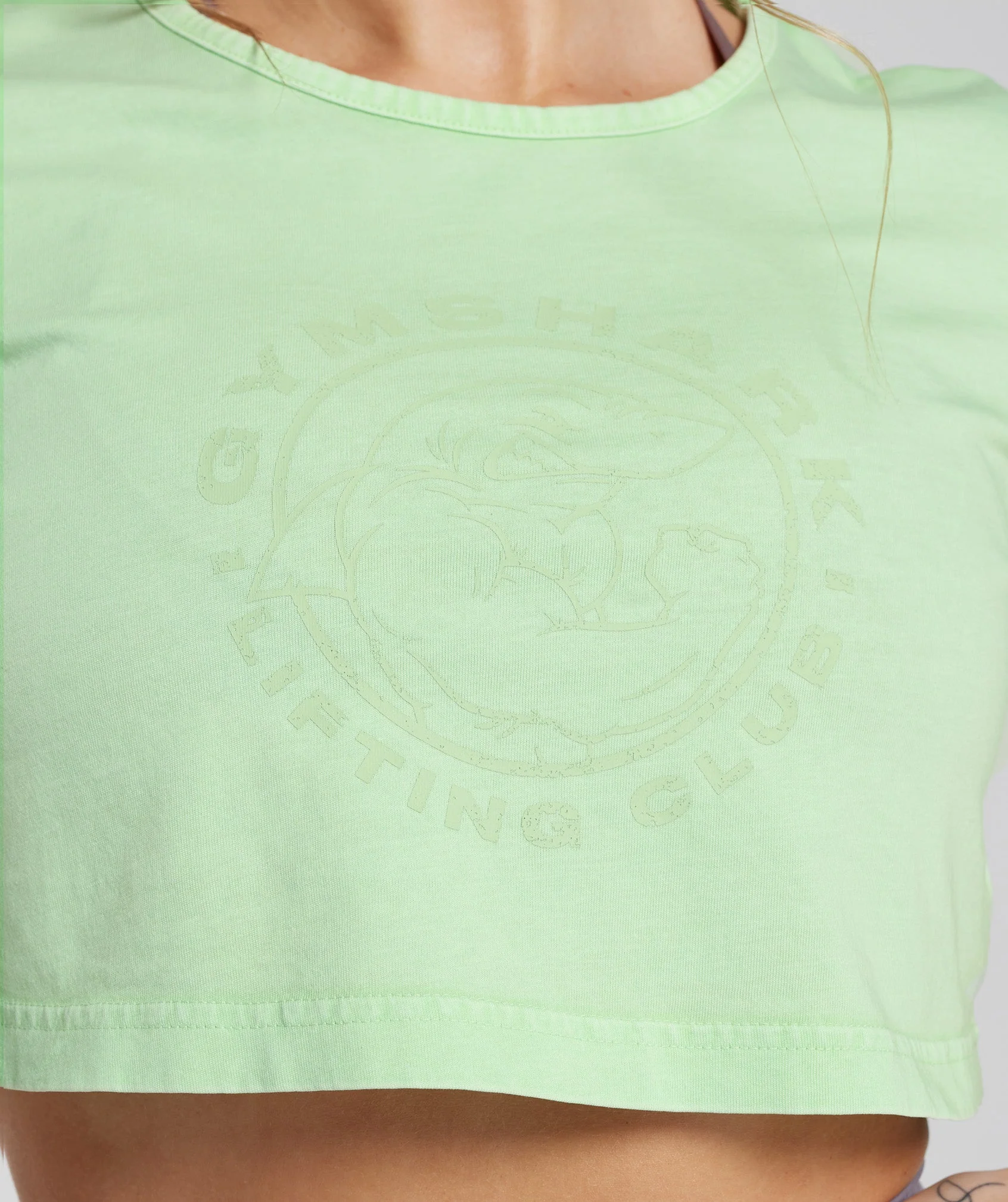 Gymshark Legacy Crop Top - Fresh Mint Green/Acid Wash - Image 5