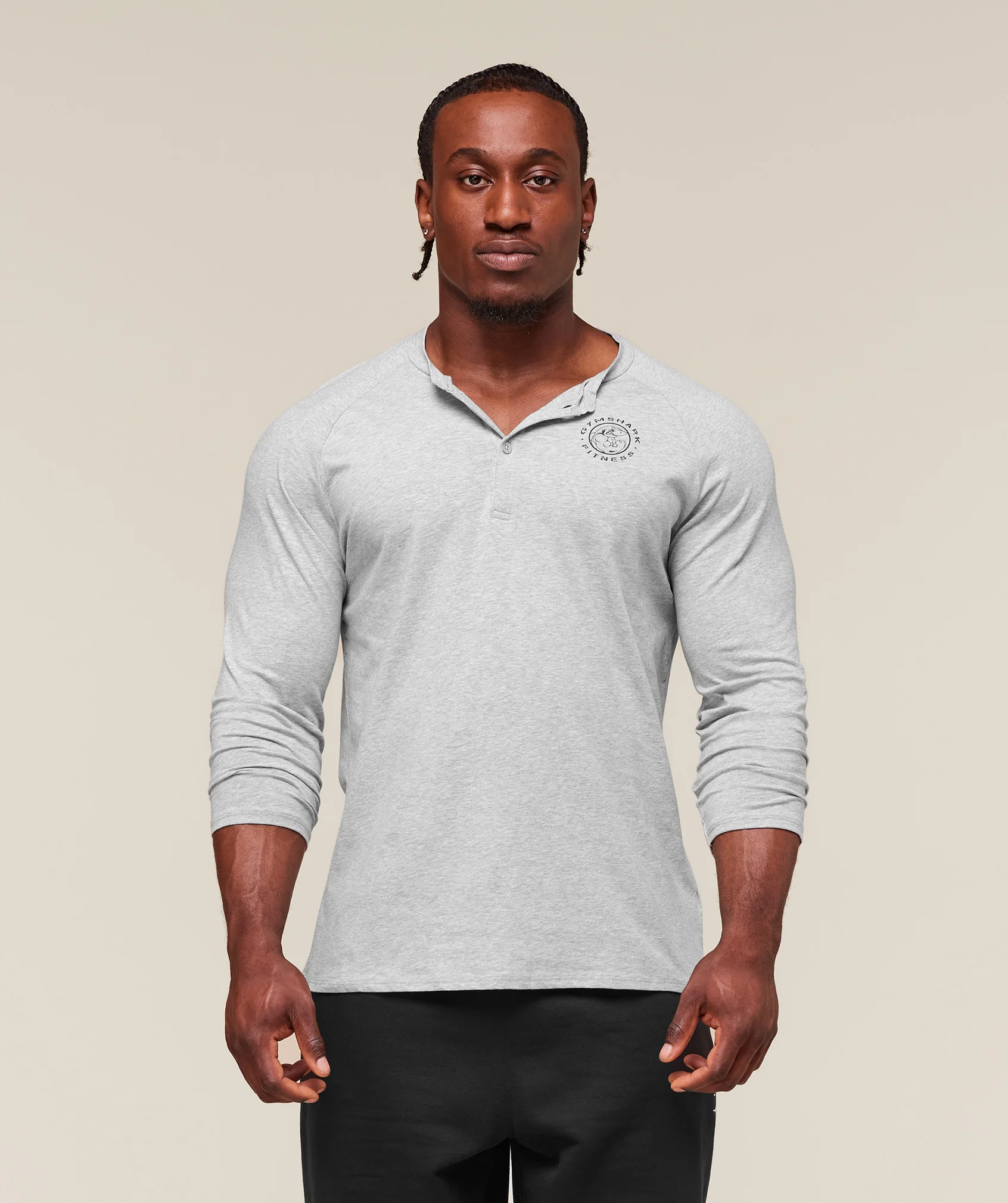Gymshark Legacy Henley - Light Grey Marl