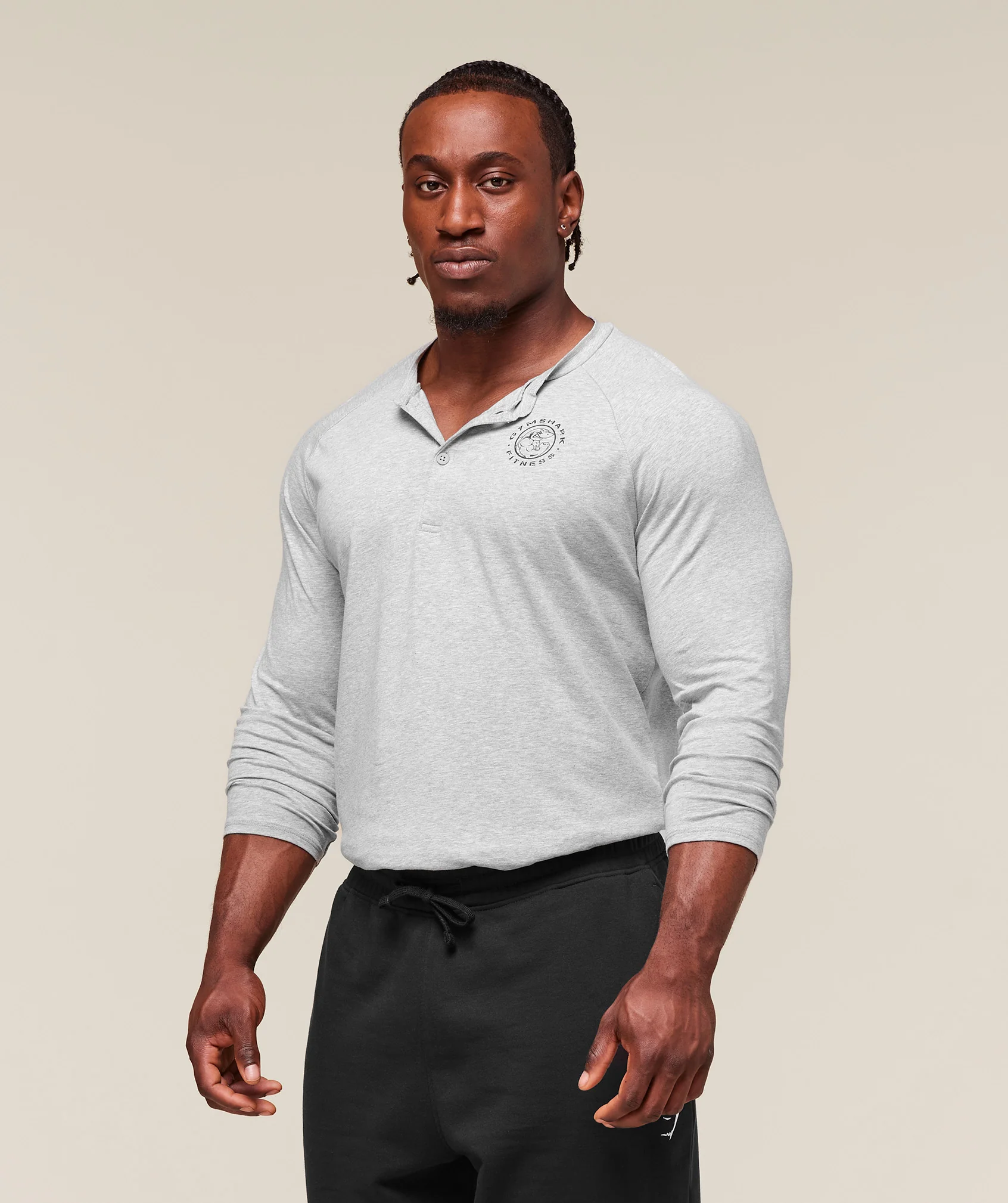 Gymshark Legacy Henley - Light Grey Marl - Image 3