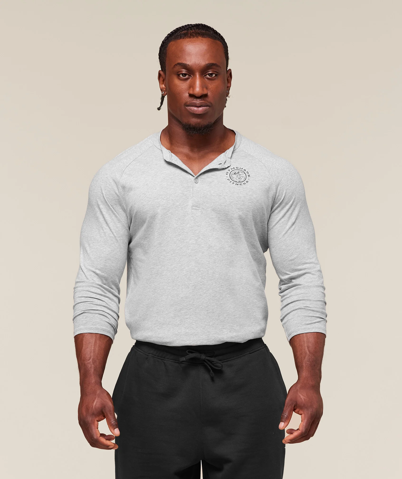 Gymshark Legacy Henley - Light Grey Marl - Image 5