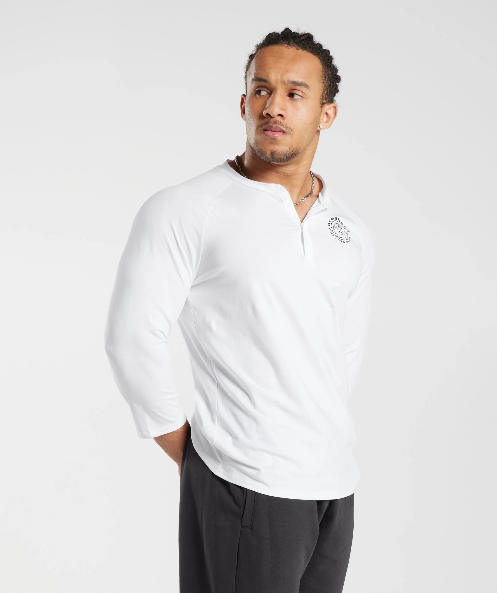 Gymshark Legacy Henley Top - White - Image 3