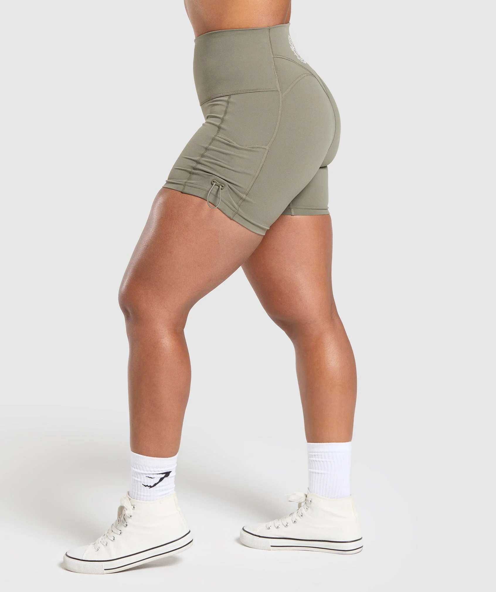 Gymshark Legacy Logo Tight Shorts - Base Green - Image 3