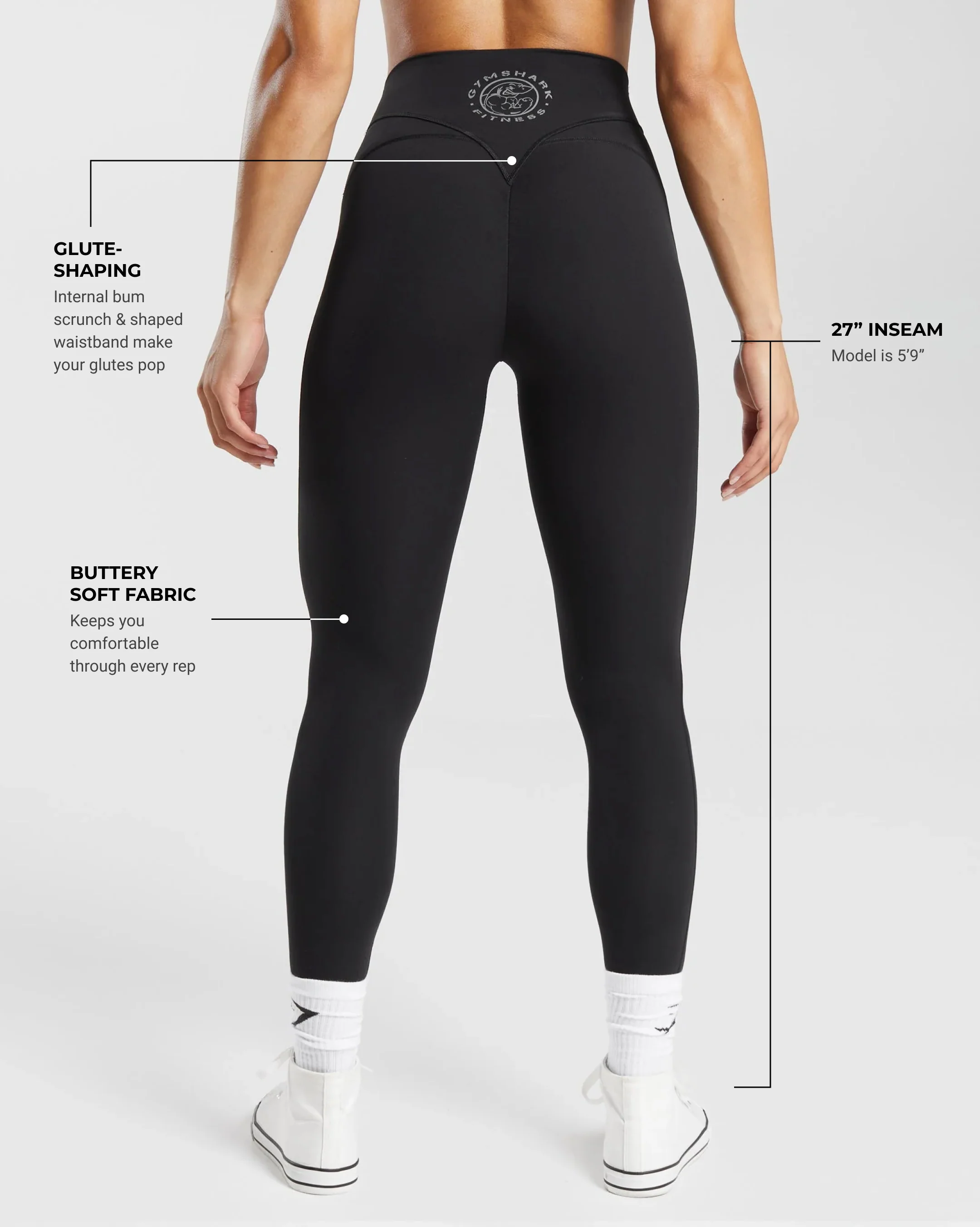 Gymshark Legacy Regular Leggings - Black - Image 3