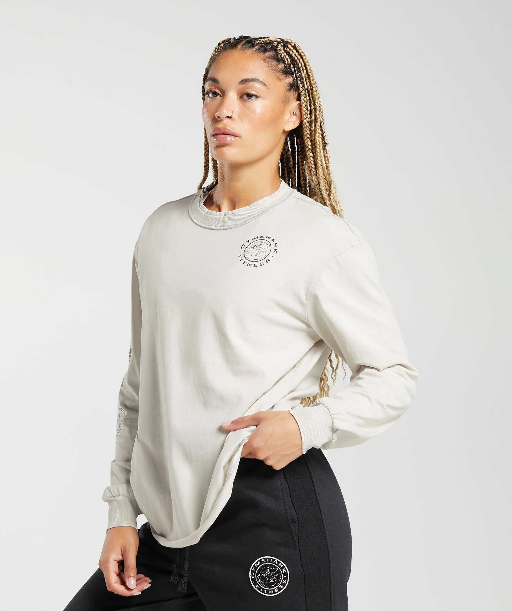 Gymshark Legacy Washed Long Sleeve Top - Metal Grey/Acid Wash - Image 3