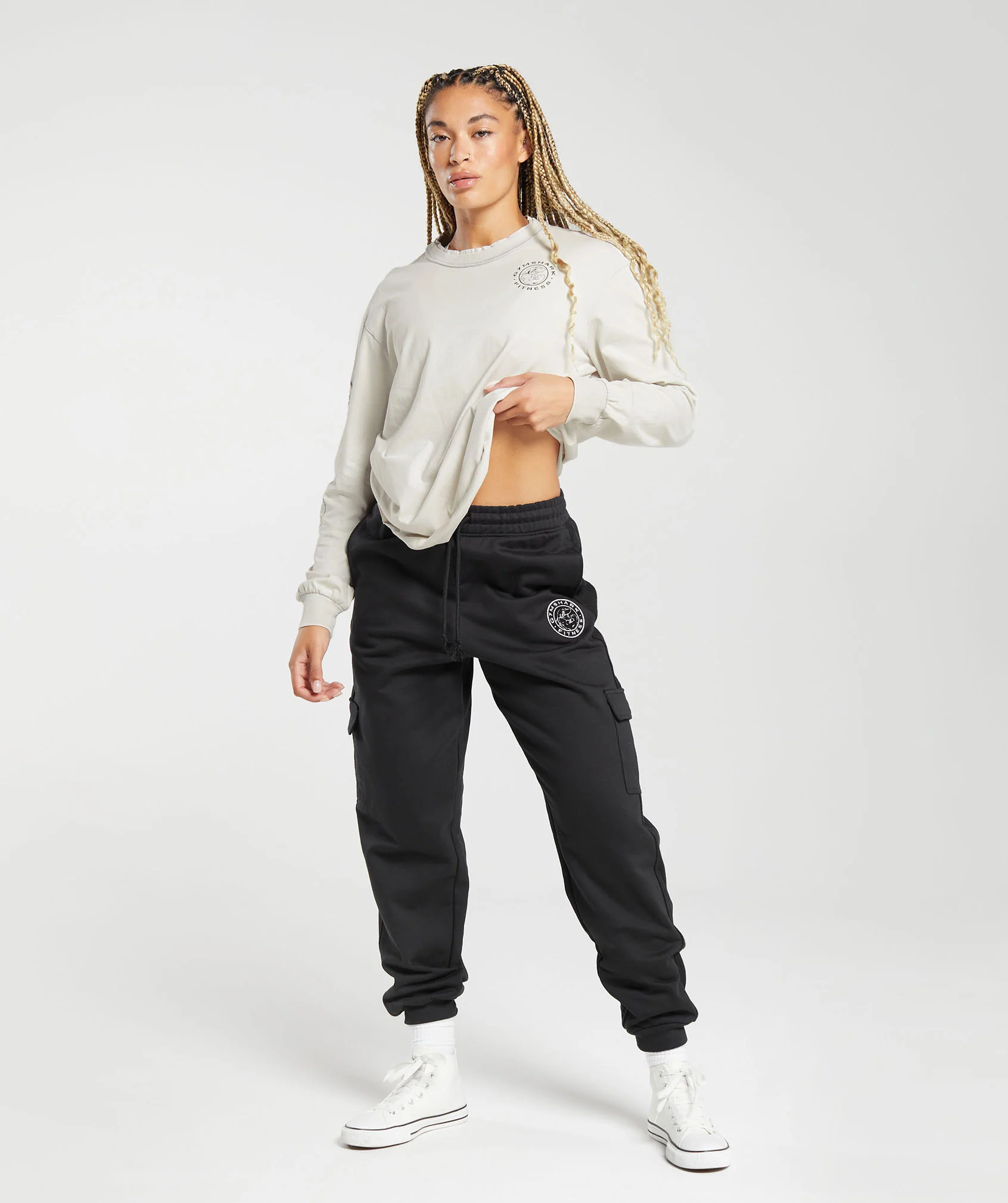Gymshark Legacy Washed Long Sleeve Top - Metal Grey/Acid Wash - Image 4