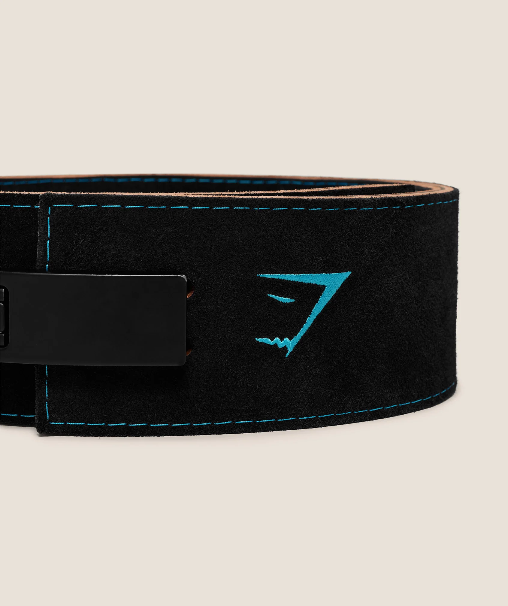 Gymshark Lever Lifting Belt - Black/Brand Blue - Image 6