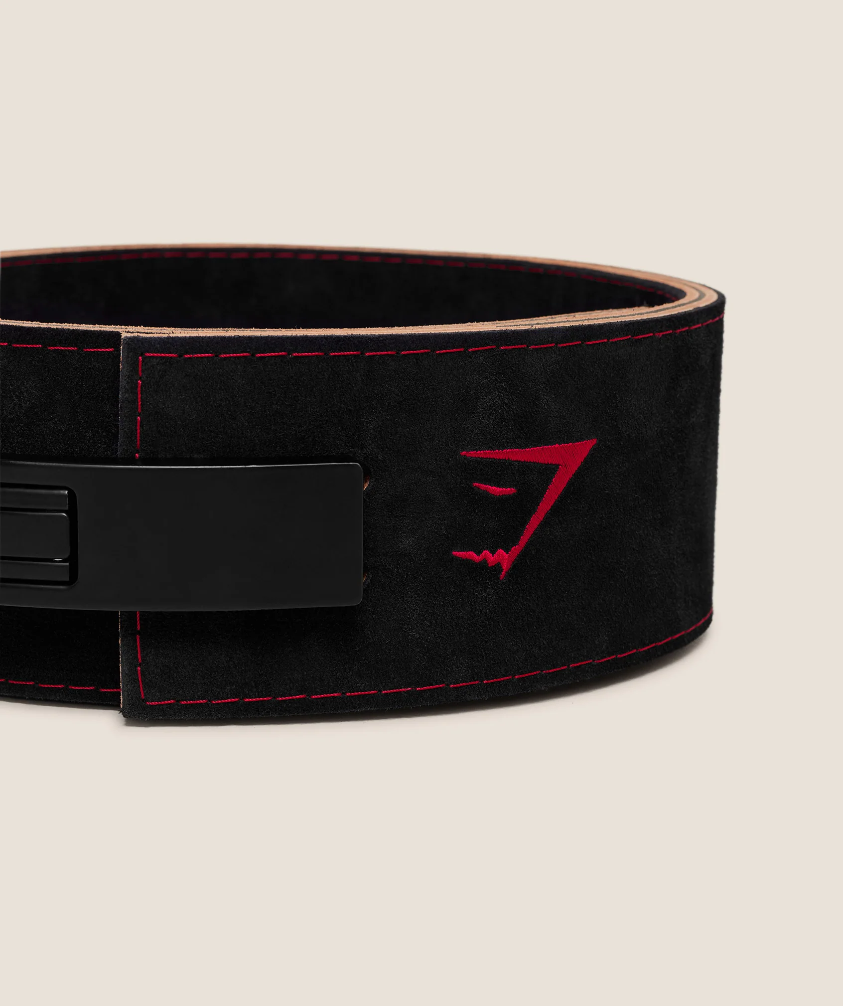 Gymshark Lever Lifting Belt - Black/Carmine Red - Image 5