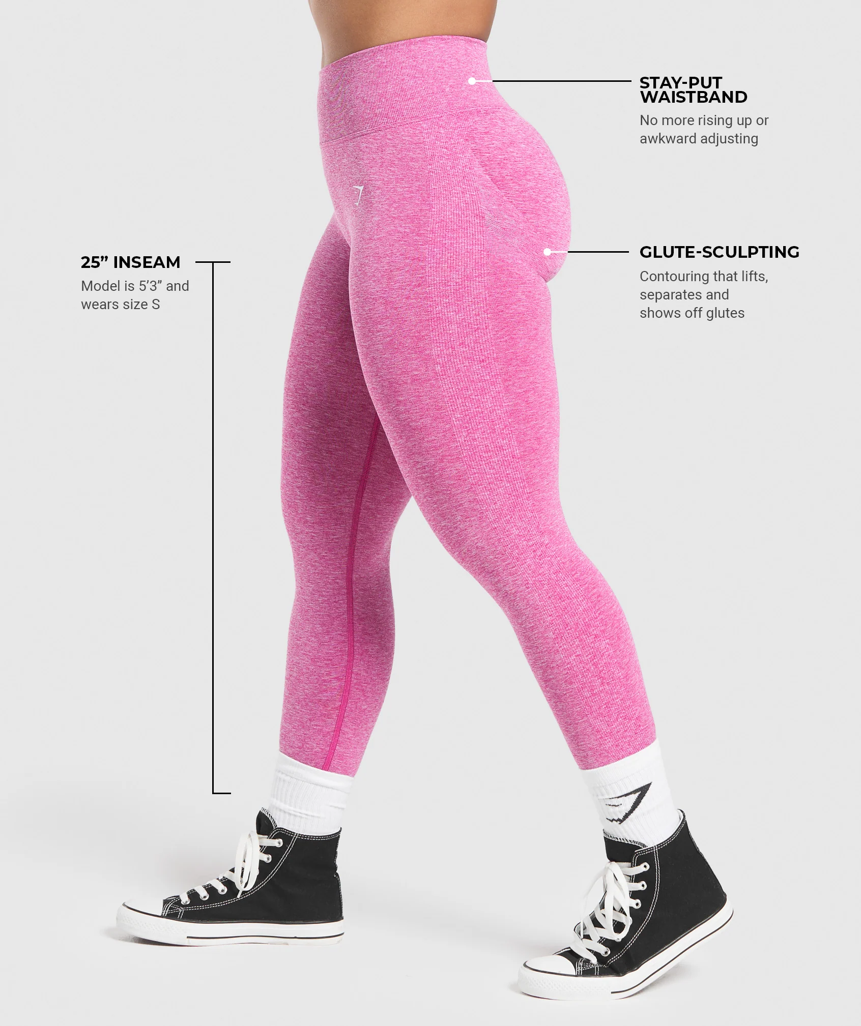 Gymshark Lift Seamless Leggings - Winning Pink/White Marl - Image 4