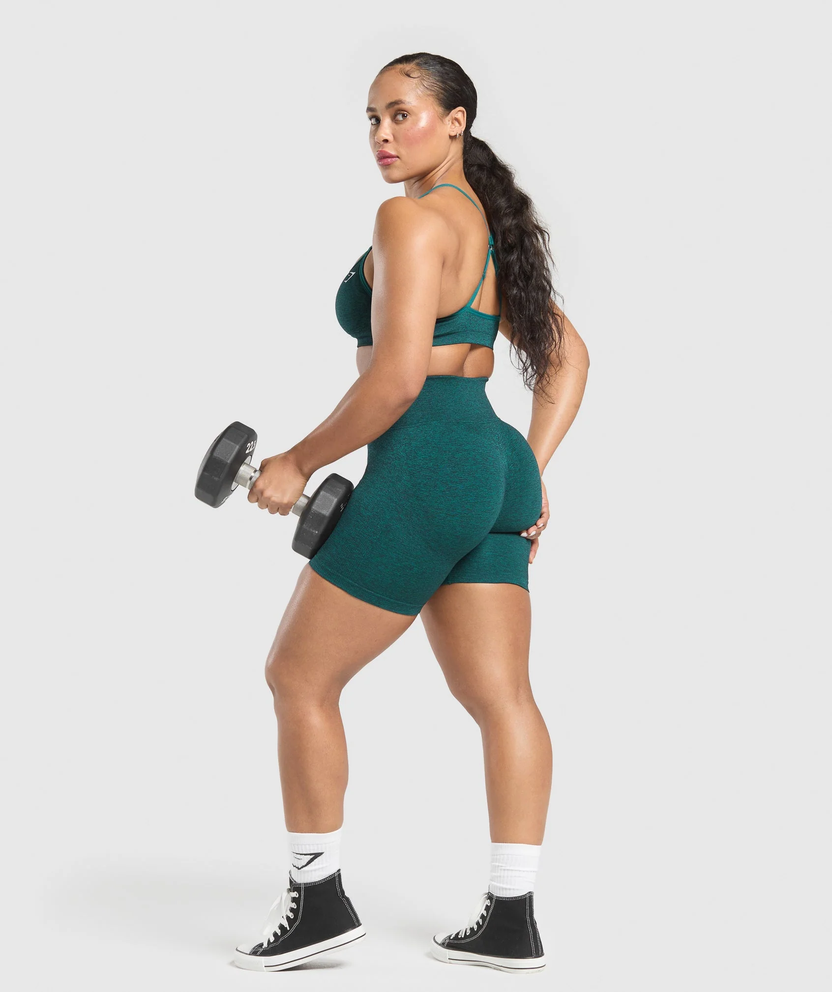 Gymshark Lift Seamless Shorts - Functional Teal/Black Marl - Image 5