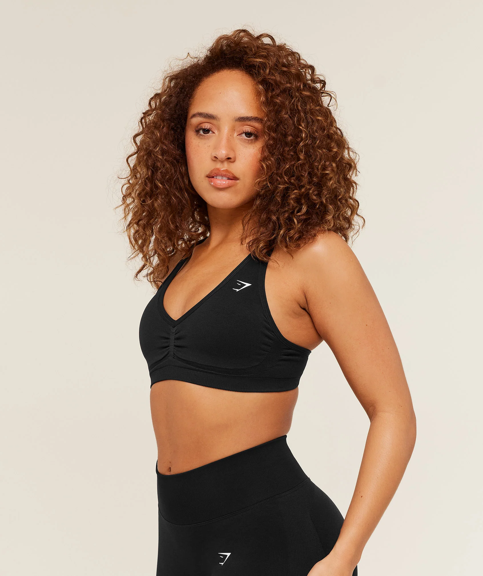Gymshark Lift Seamless Sports Bra - Black/Black Marl - Image 4