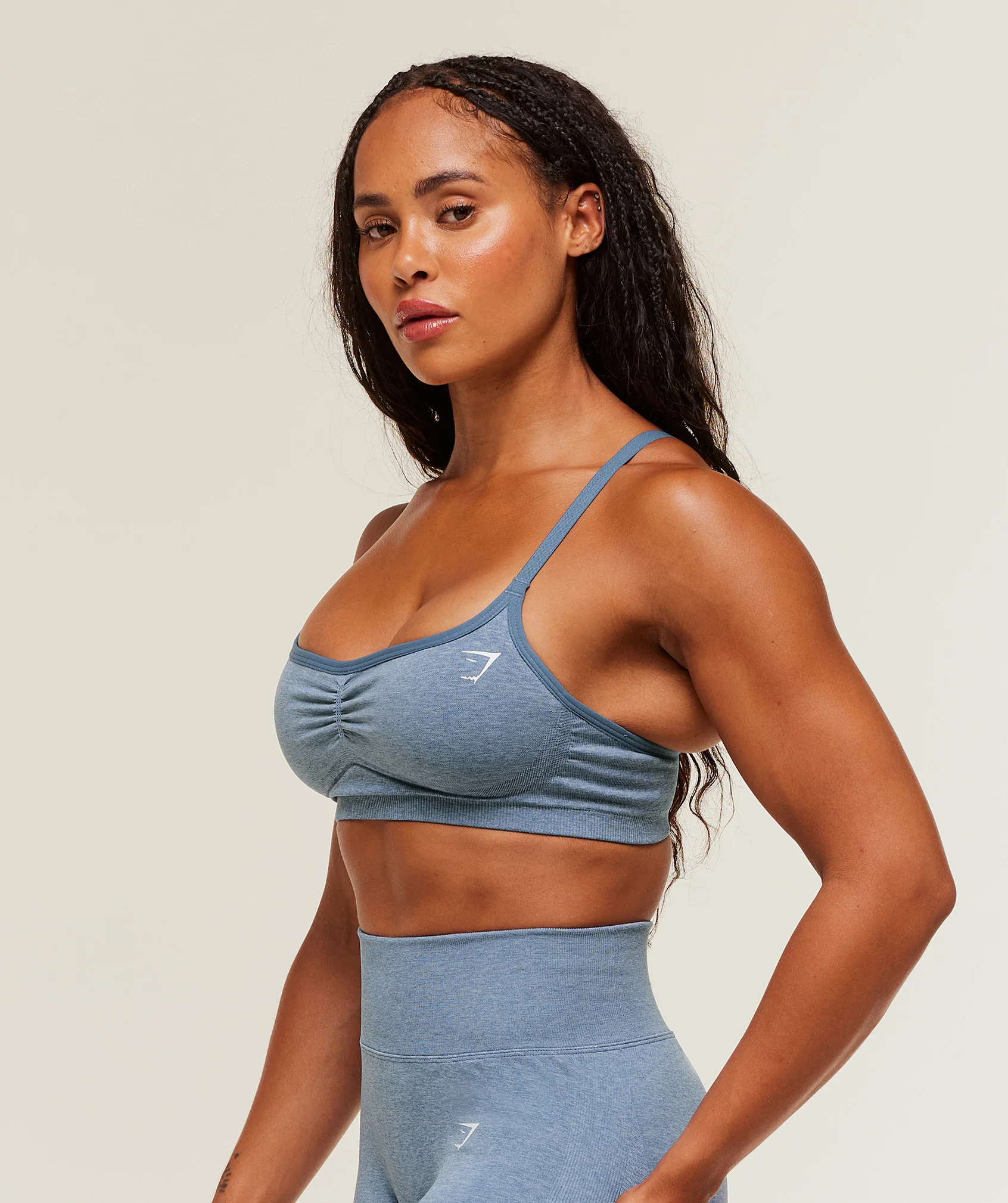 Gymshark Lift Seamless Sports Bra - Worn Blue/Peri Blue Marl - Image 3