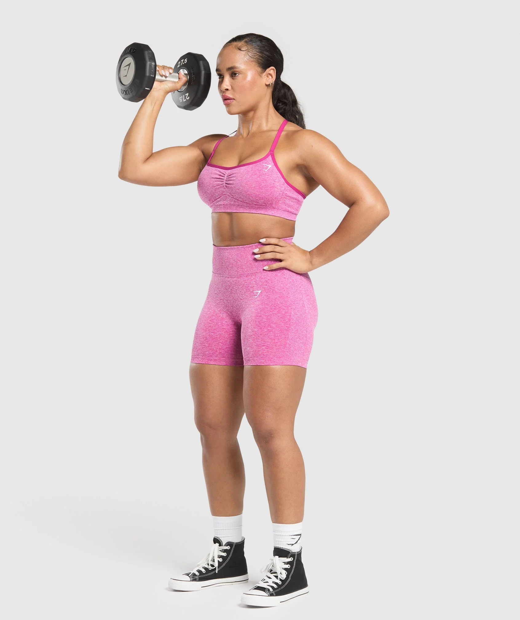 Gymshark Lift Seamless Sports Bra - Winning Pink/White Marl - Image 5