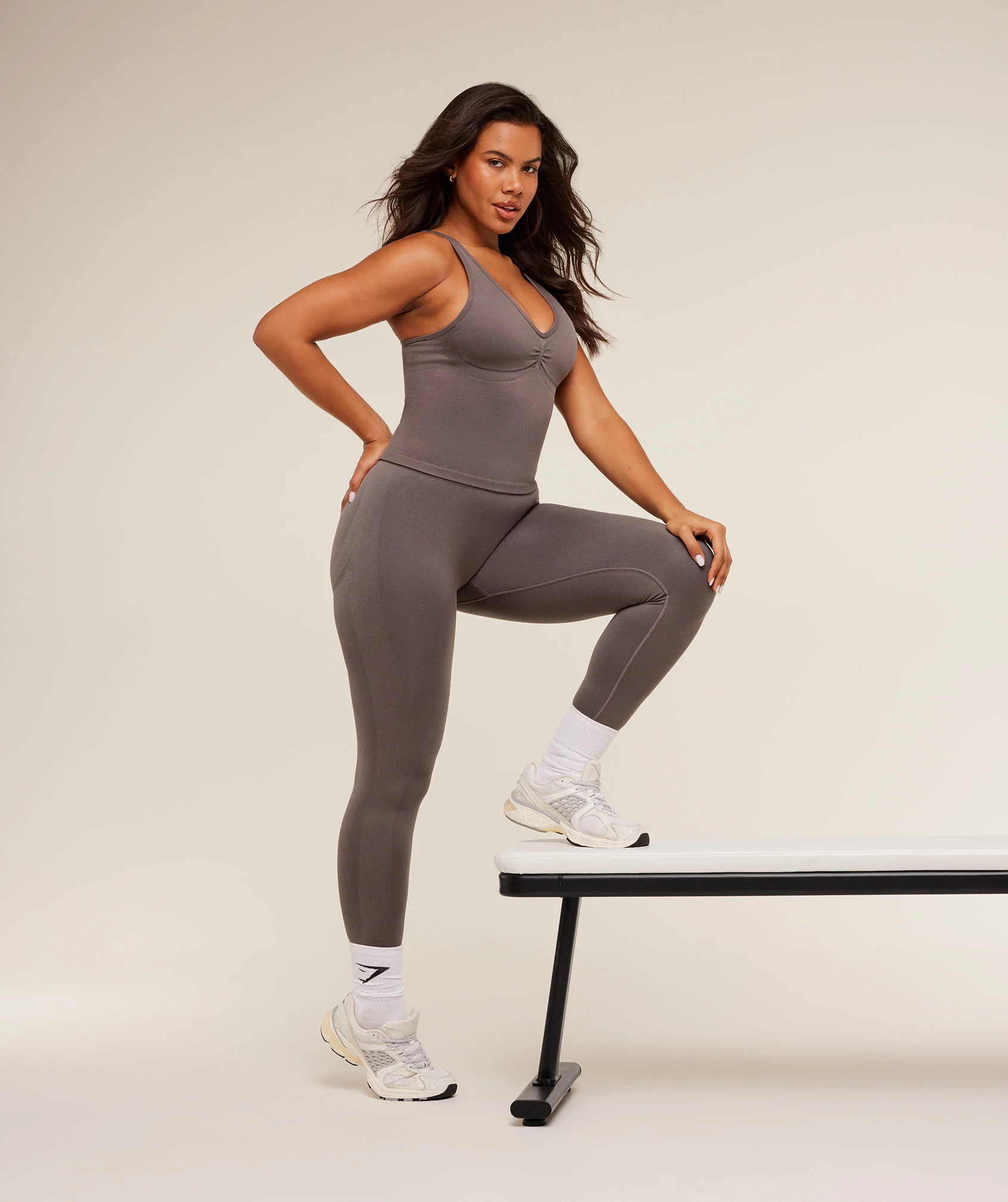 Gymshark Lift Seamless Tank with Shelf - Cool Brown - Image 4