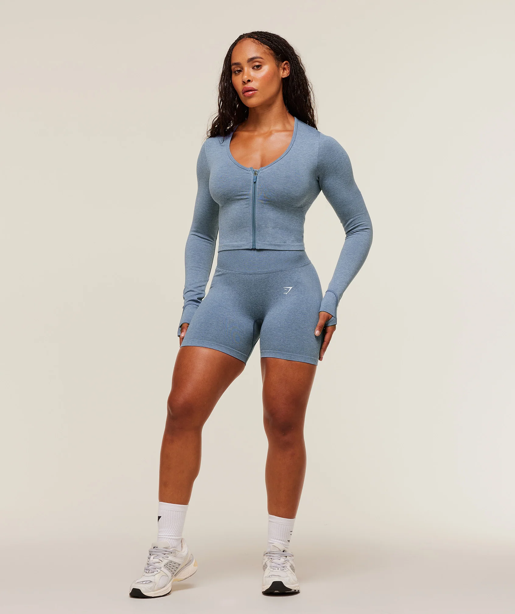 Gymshark Lift Seamless Zip Up Jacket - Worn Blue/Peri Blue Marl - Image 5