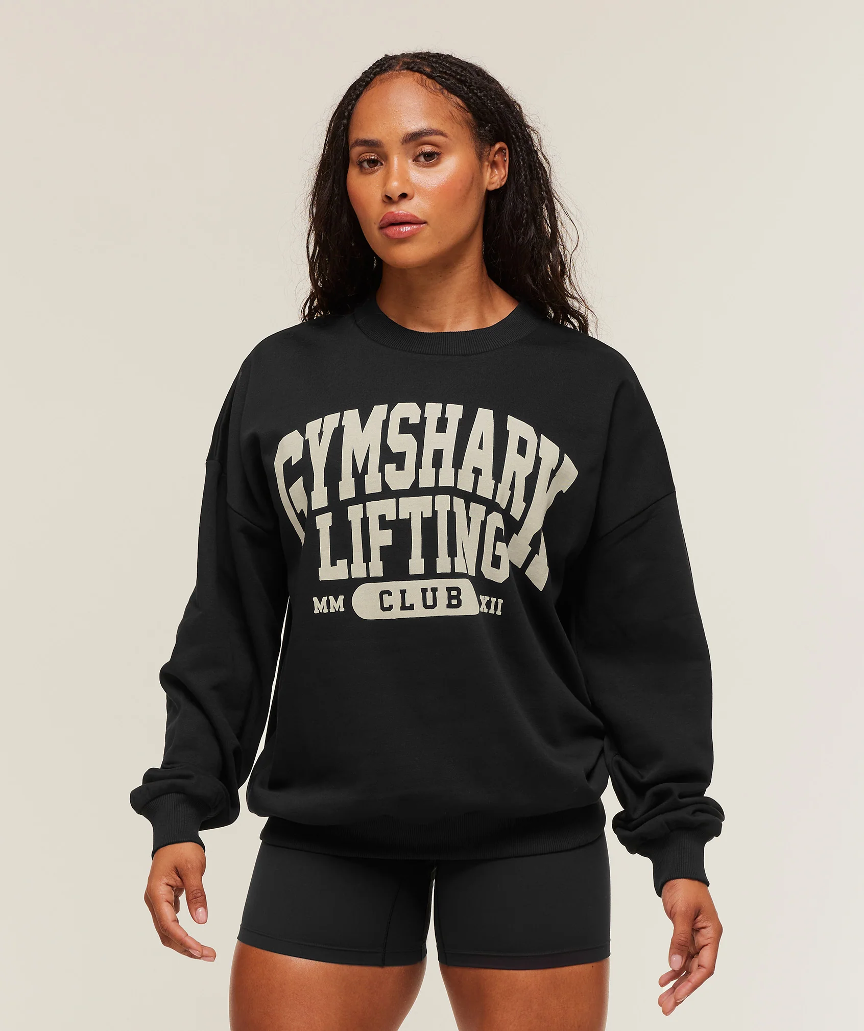 Gymshark Lifting Club Graphic Oversized Crew Neck - Black