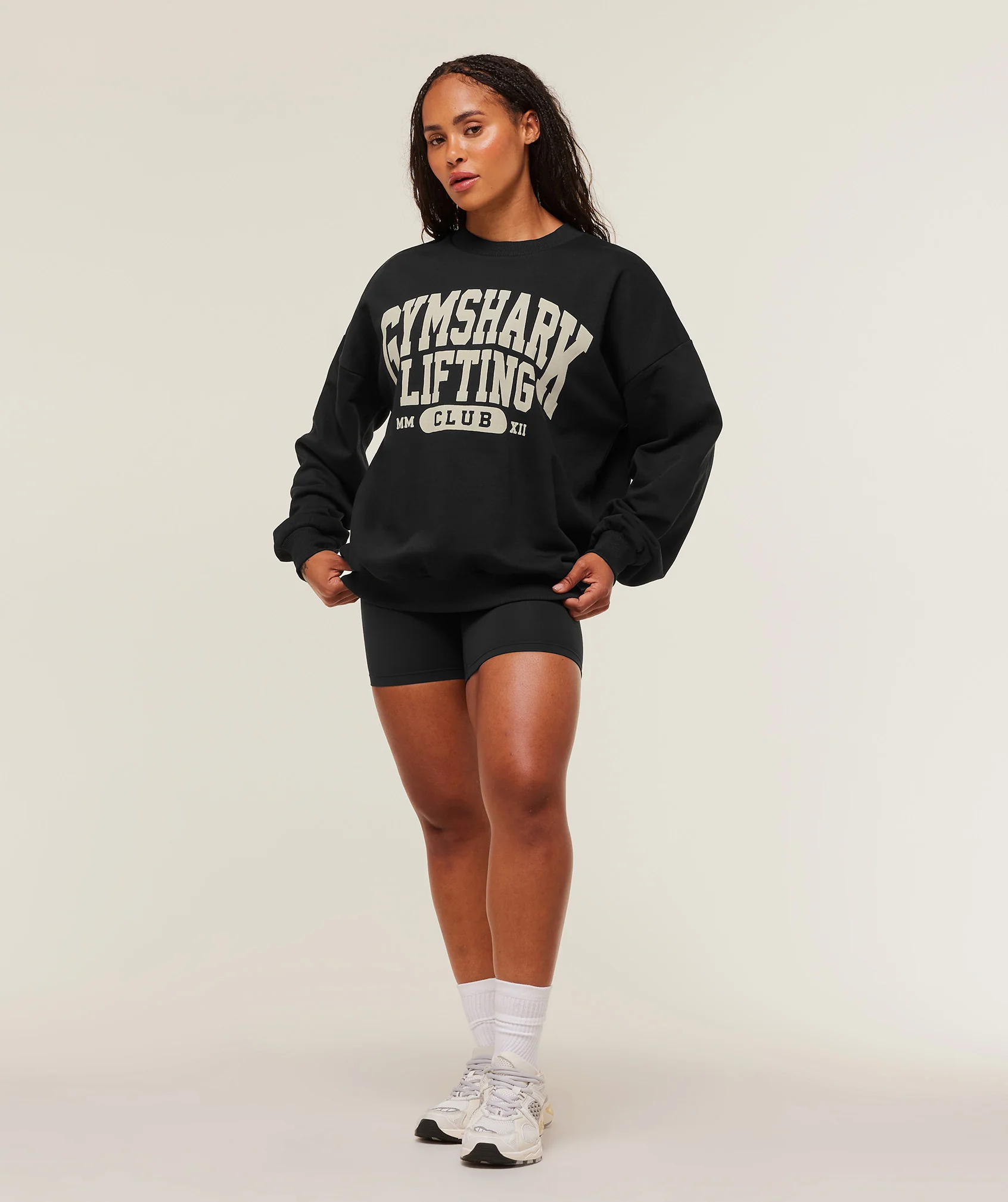 Gymshark Lifting Club Graphic Oversized Crew Neck - Black - Image 6