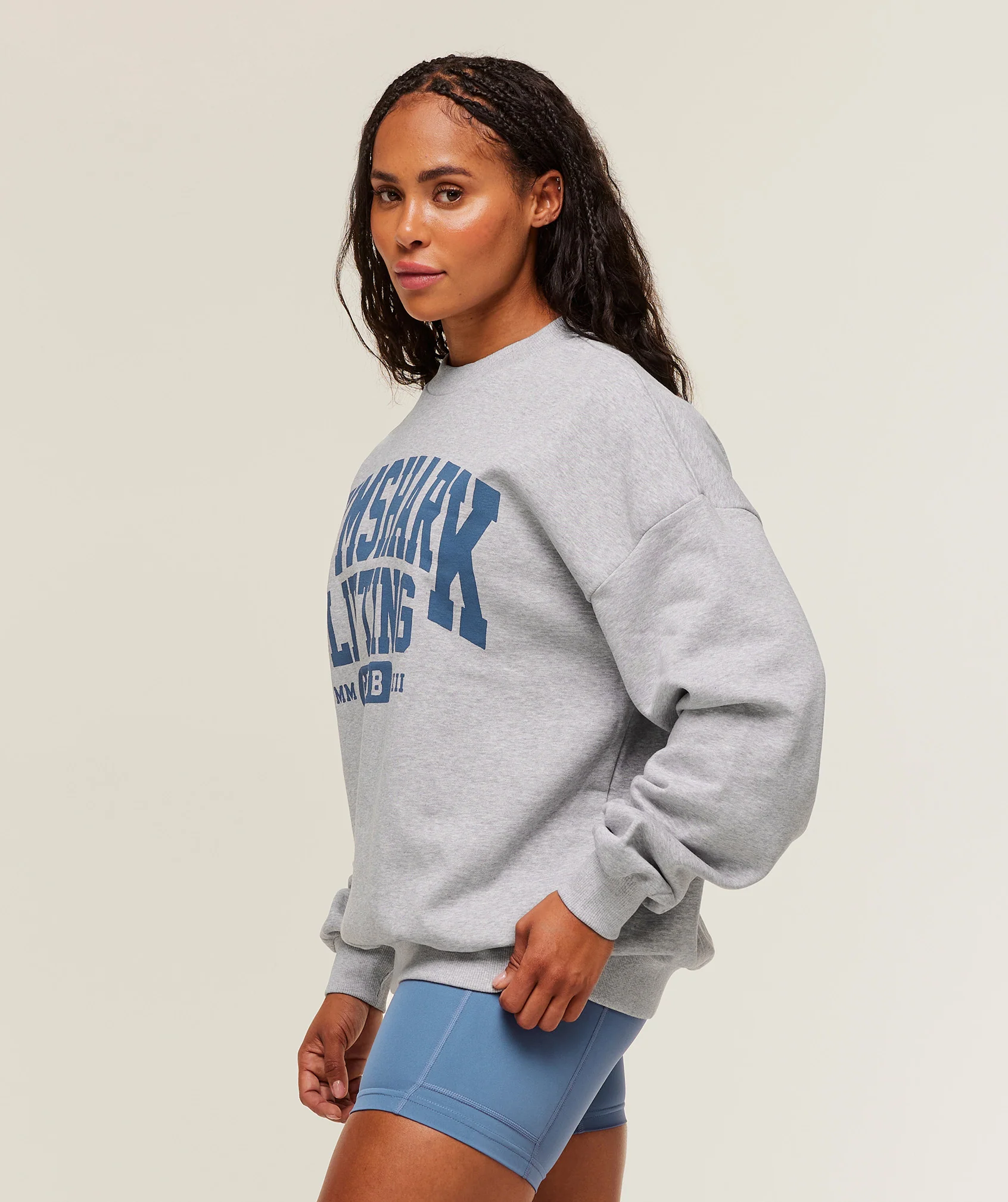 Gymshark Lifting Club Graphic Oversized Crew Neck - Light Grey Core Marl - Image 3