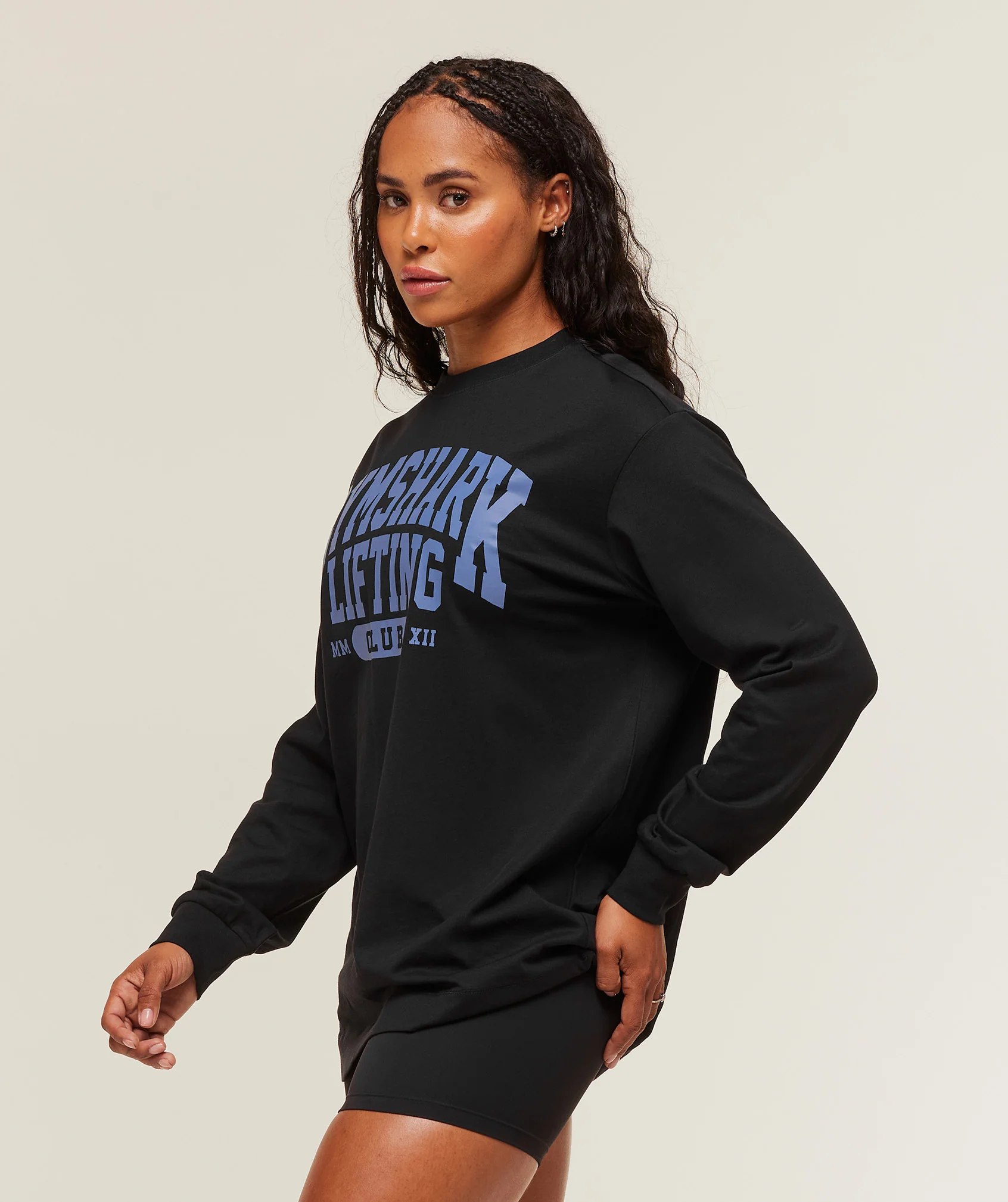 Gymshark Lifting Club Graphic Oversized Long Sleeve T-Shirt - Black - Image 3
